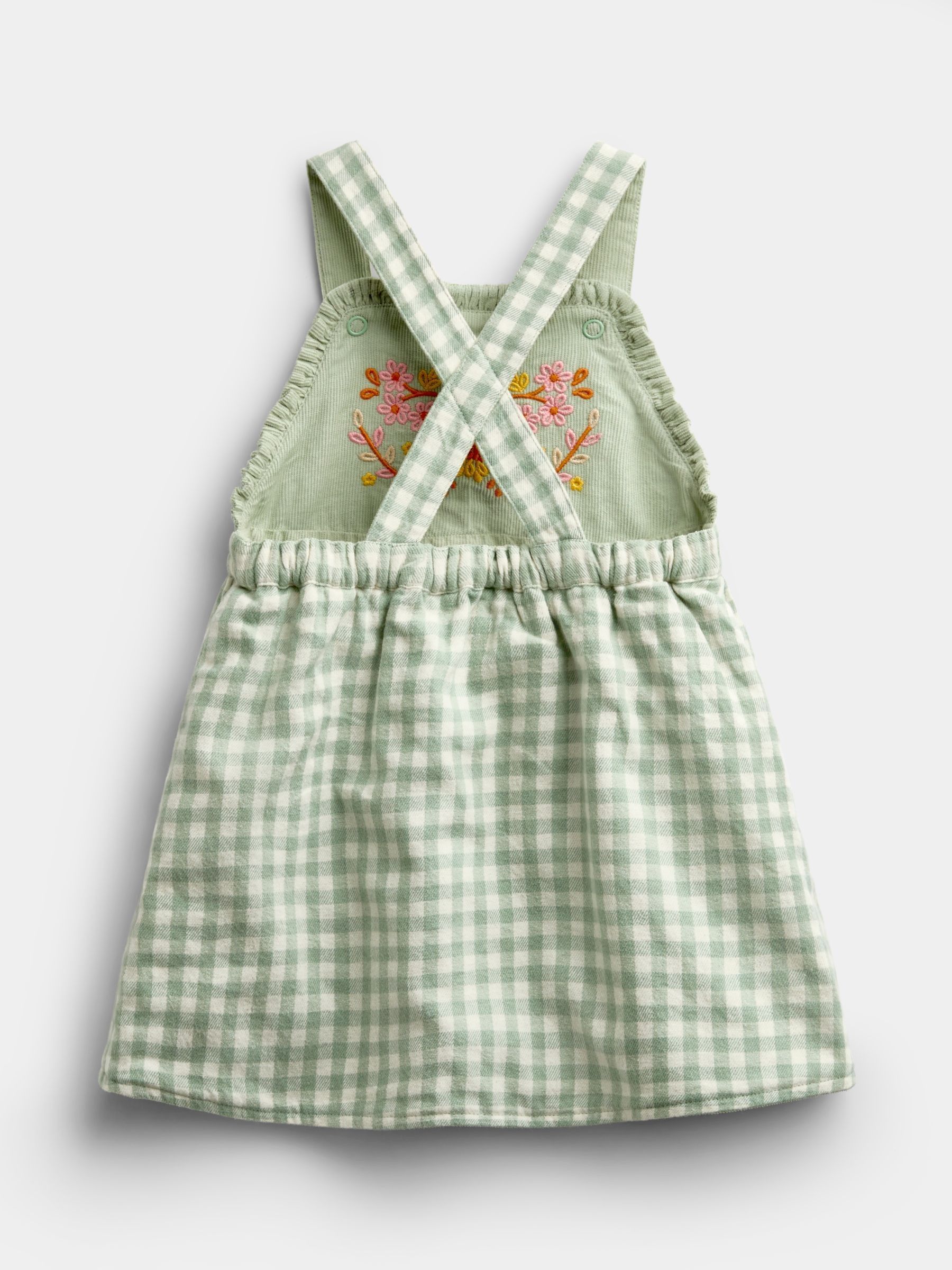 Sage Green Gingham Embroidered Dress Set - Image 9 of 11