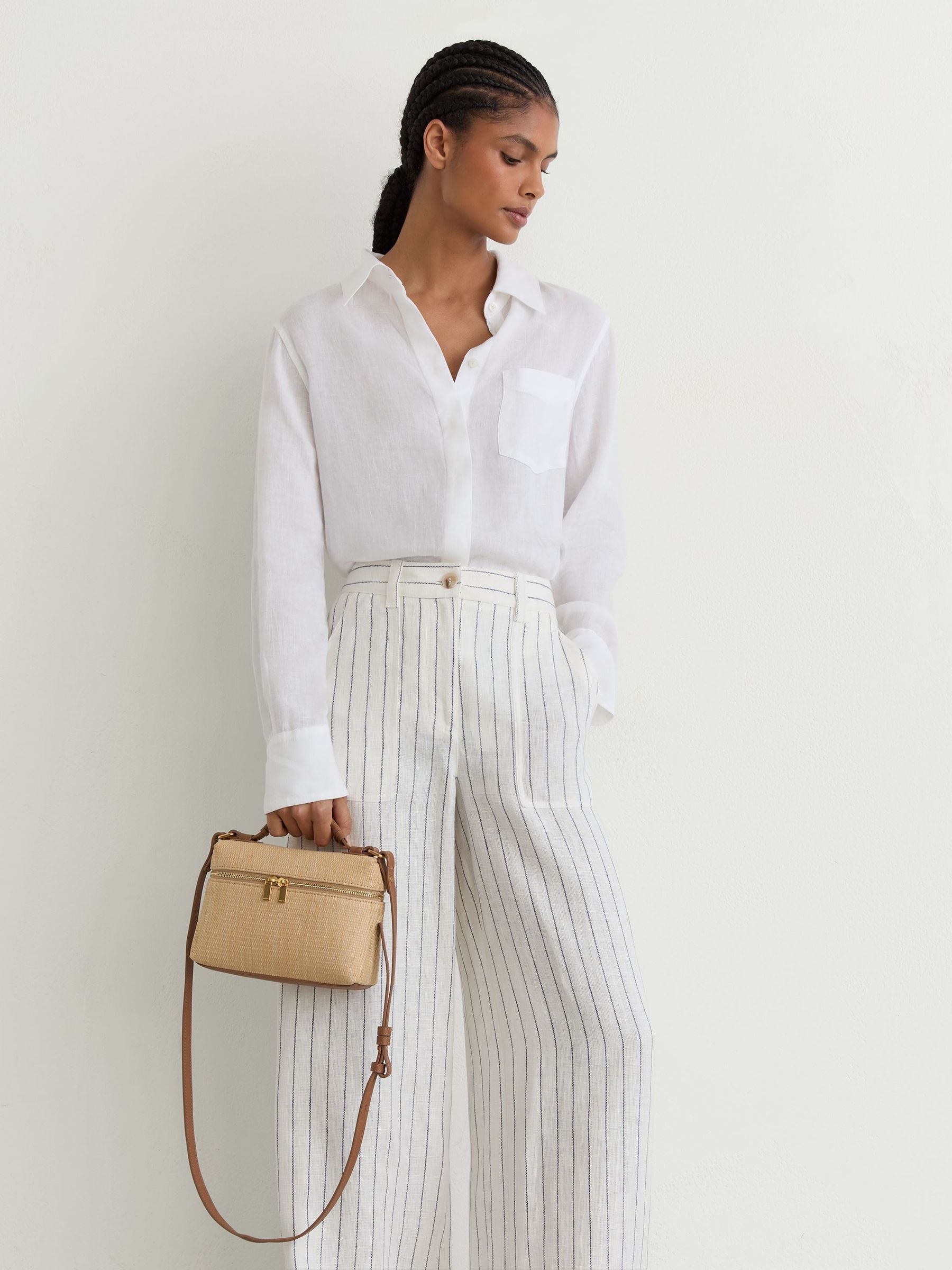 Raffia-Effect Vanity Crossbody Bag in Natural - Image 1 of 7