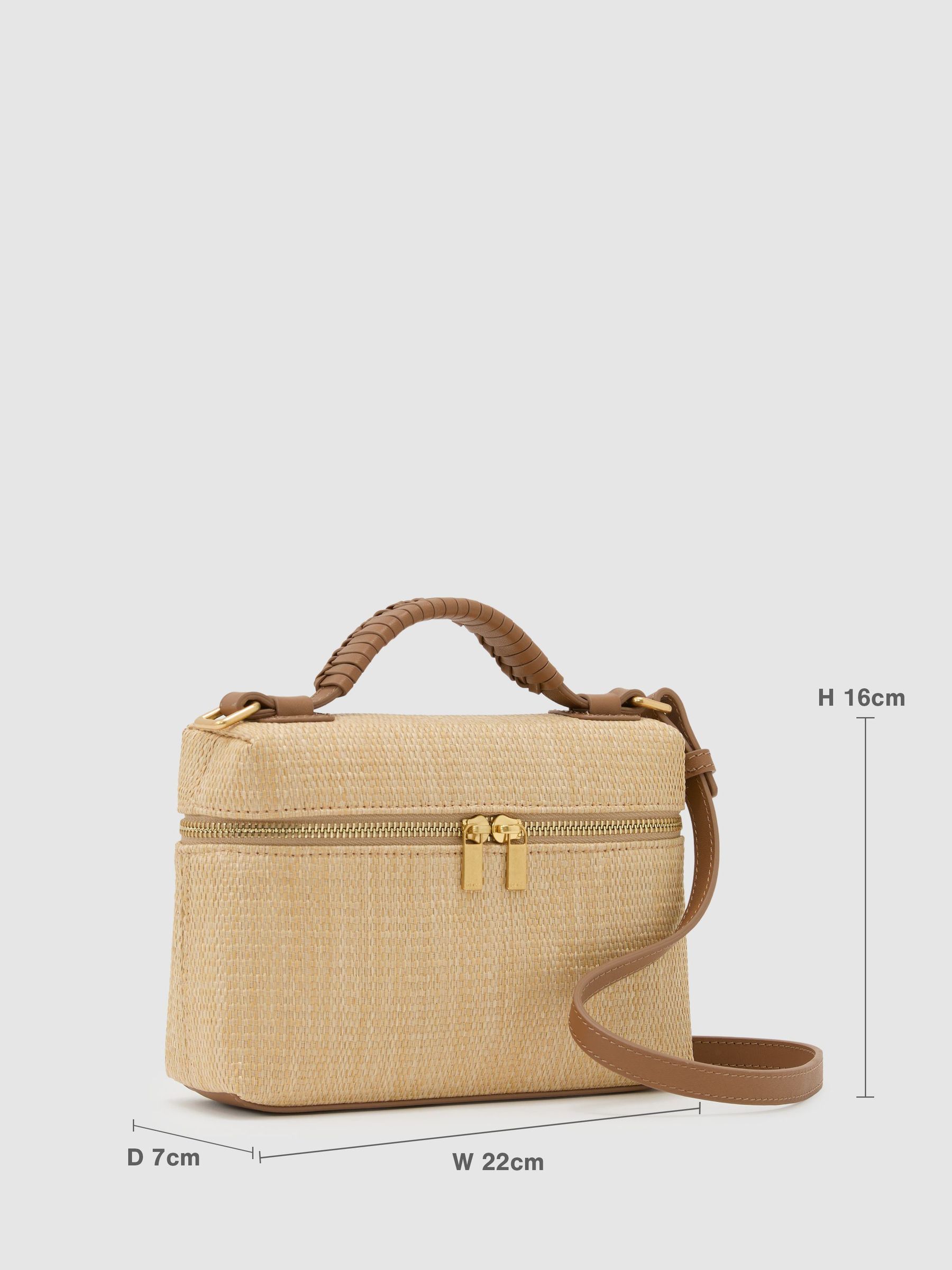 Raffia-Effect Vanity Crossbody Bag in Natural - Image 3 of 7