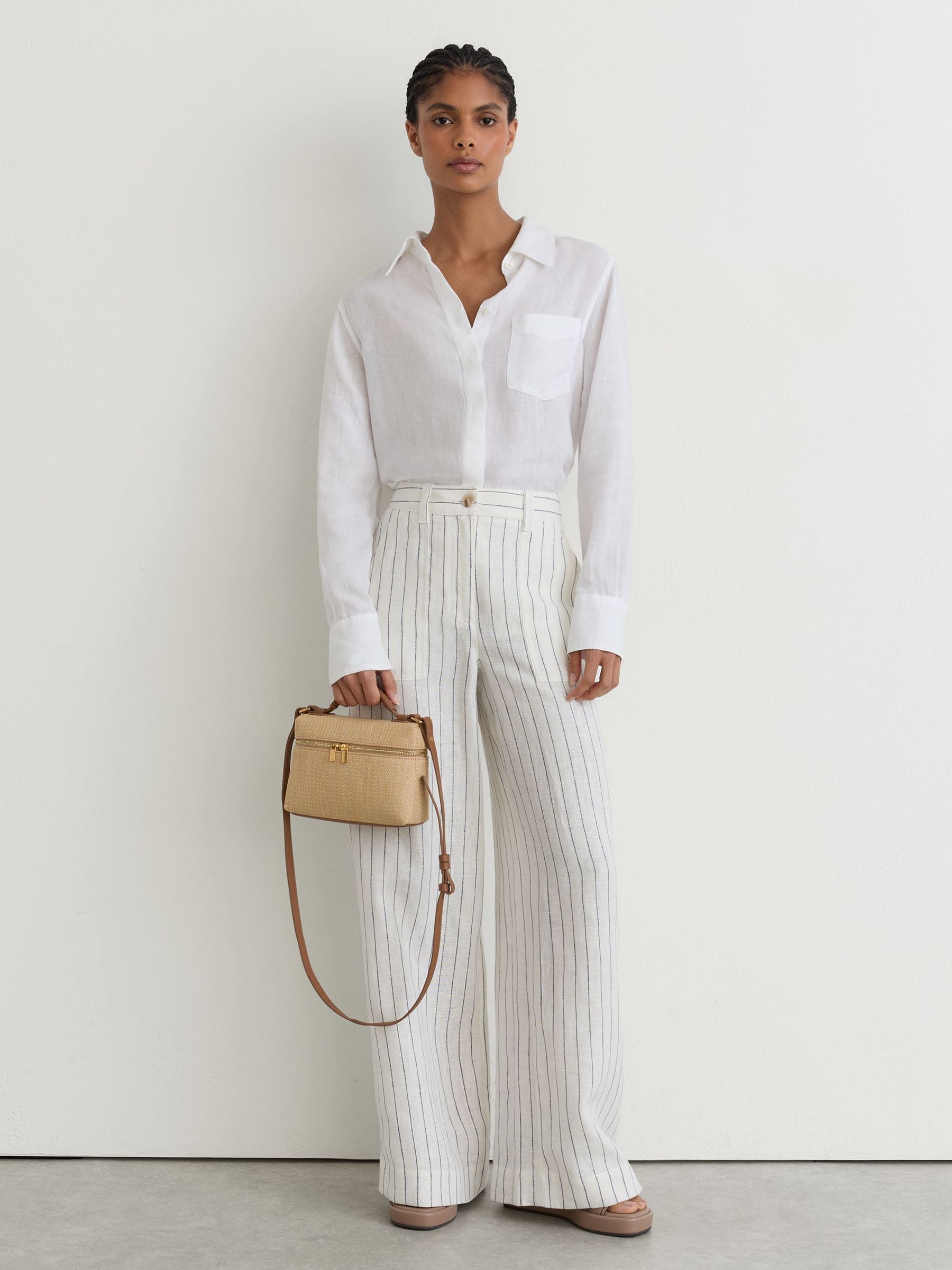 Reiss Raffia-Effect Vanity Crossbody Bag in Natural | REISS