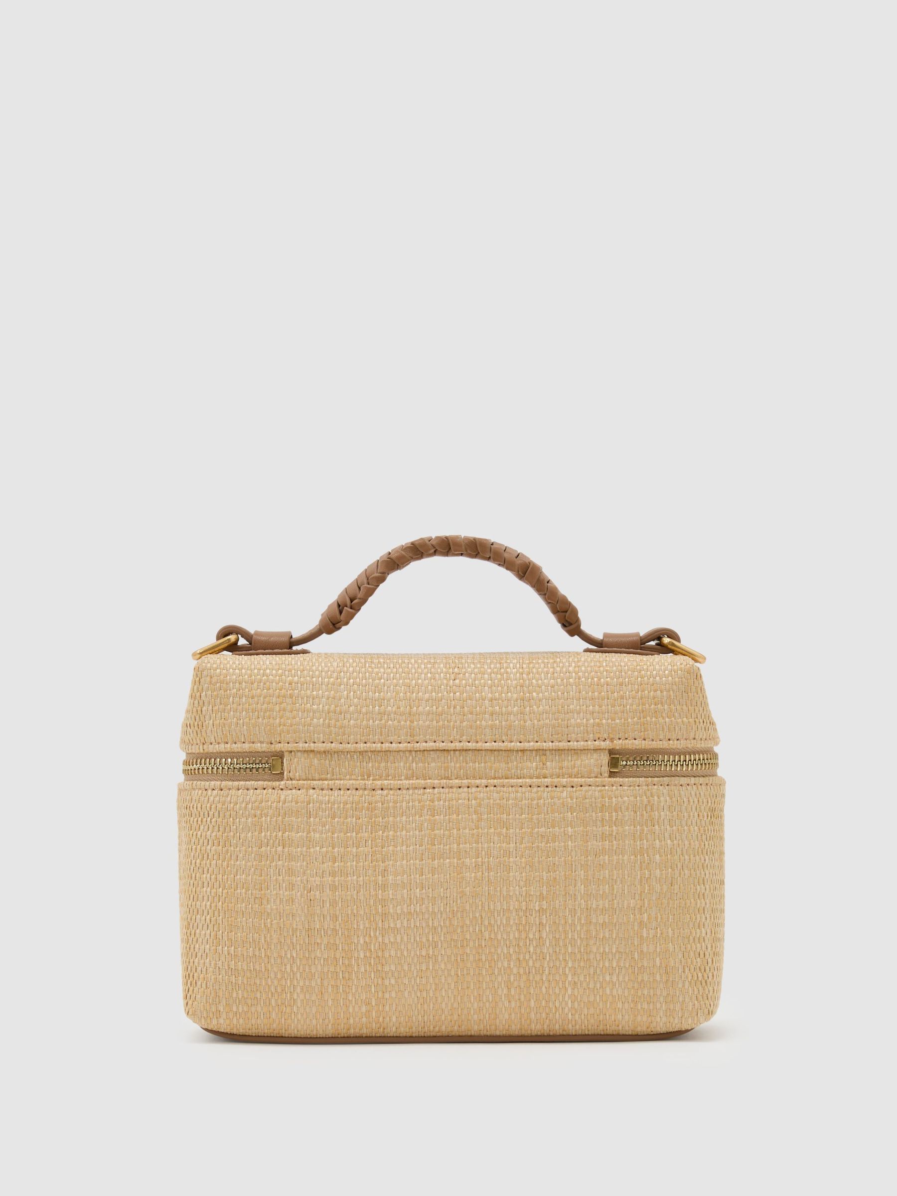 Reiss Raffia-Effect Vanity Crossbody Bag in Natural | REISS