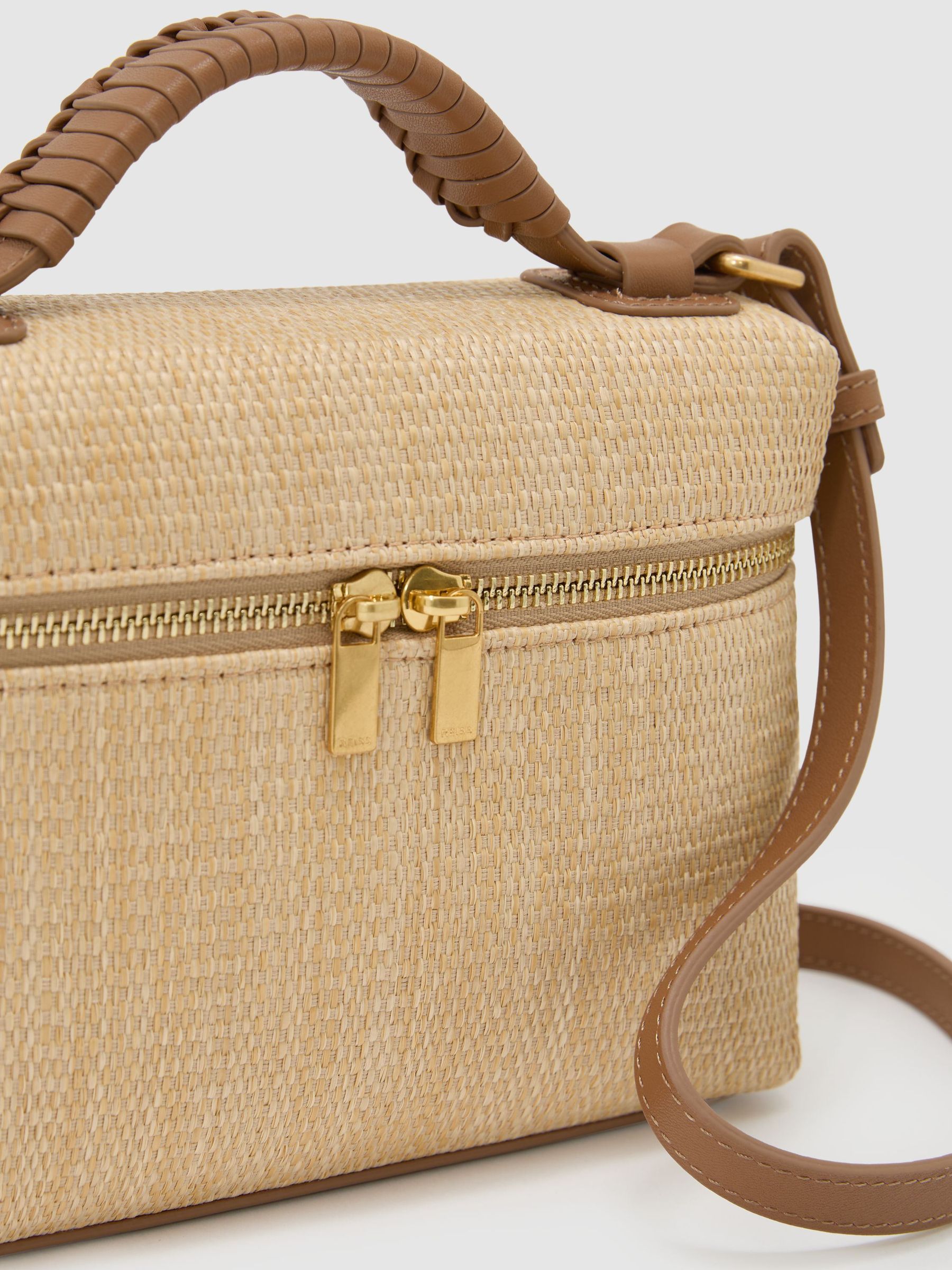 Reiss Raffia-Effect Vanity Crossbody Bag in Natural | REISS