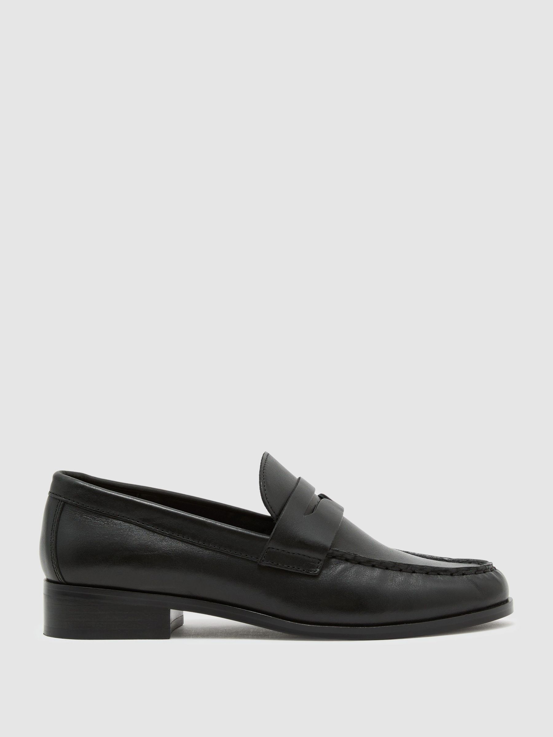 Leather Penny Loafers in Black - Image 2 of 5