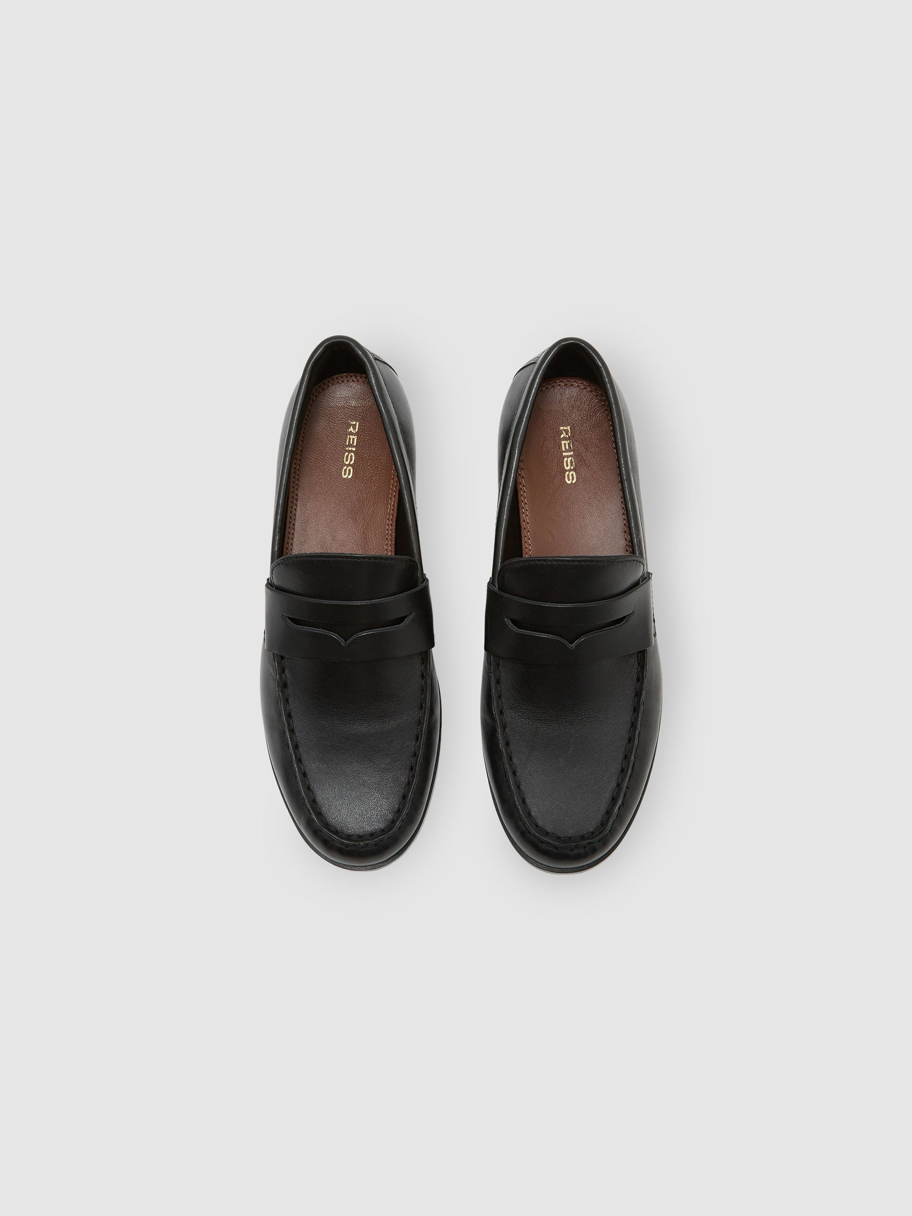 Leather Penny Loafers in Black - Image 3 of 5