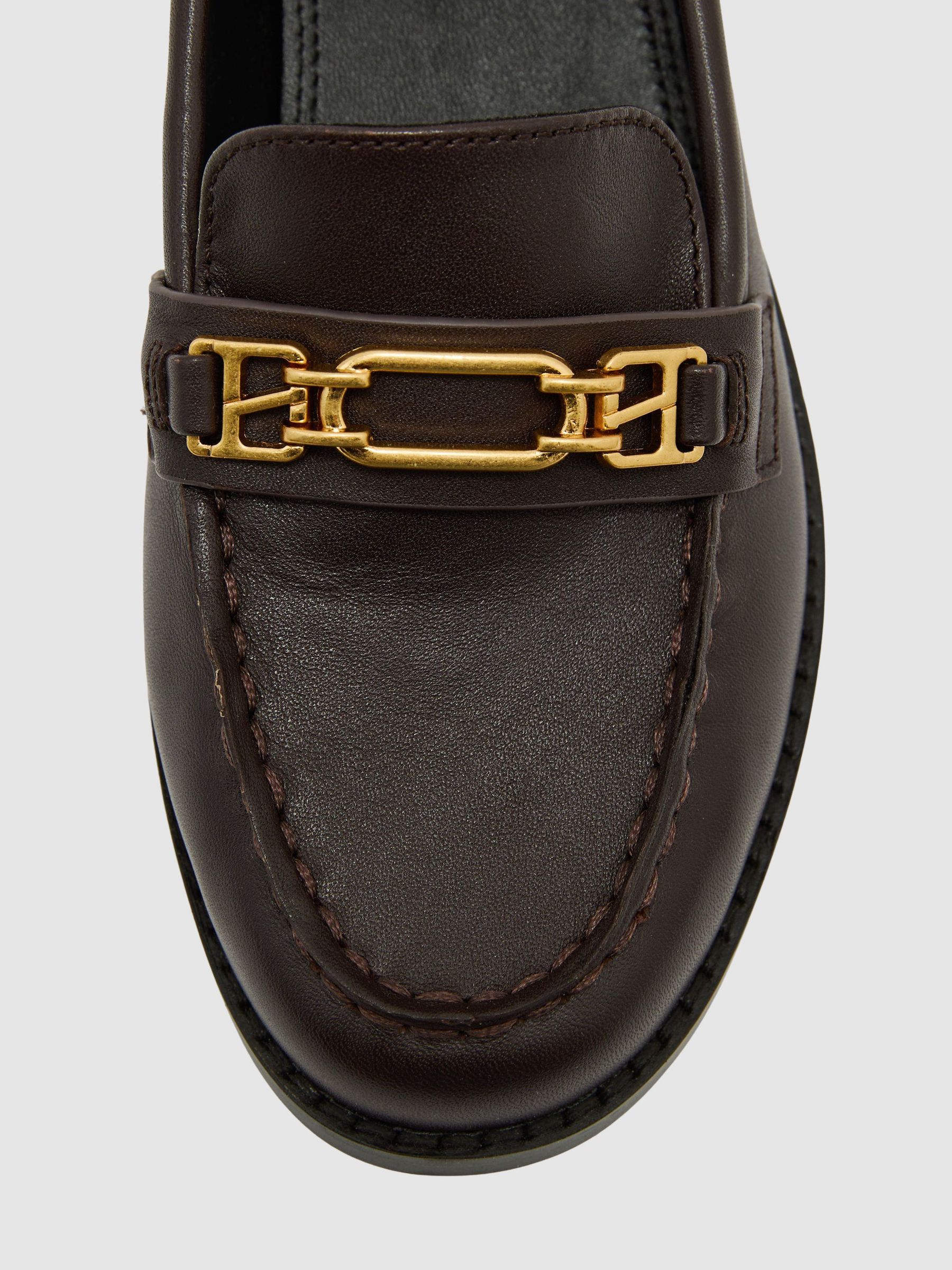 Leather Hardware-Detail Loafers in Chocolate - Image 6 de 6