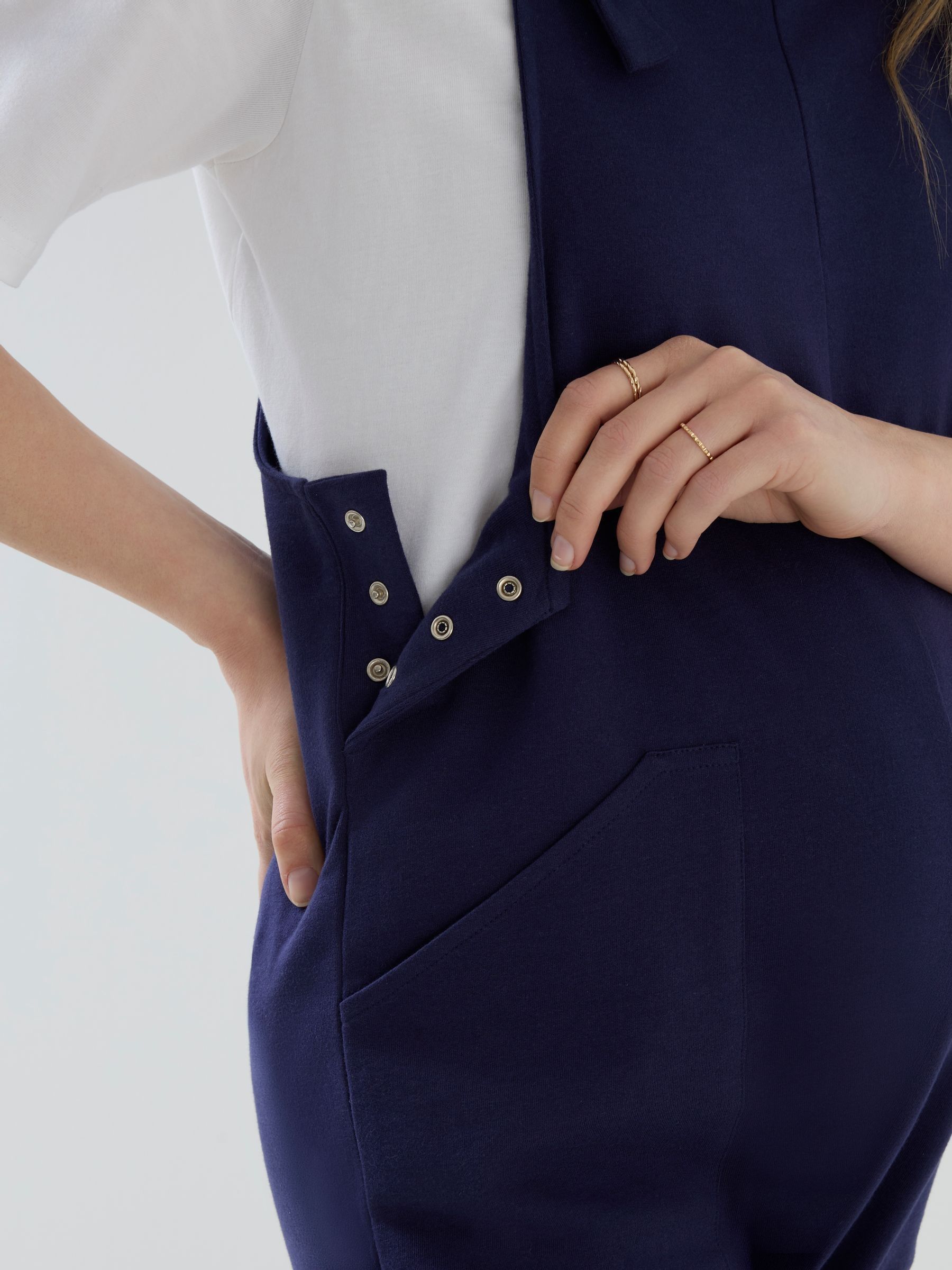 Navy Blue Jersey Maternity Dungarees - Image 5 of 6