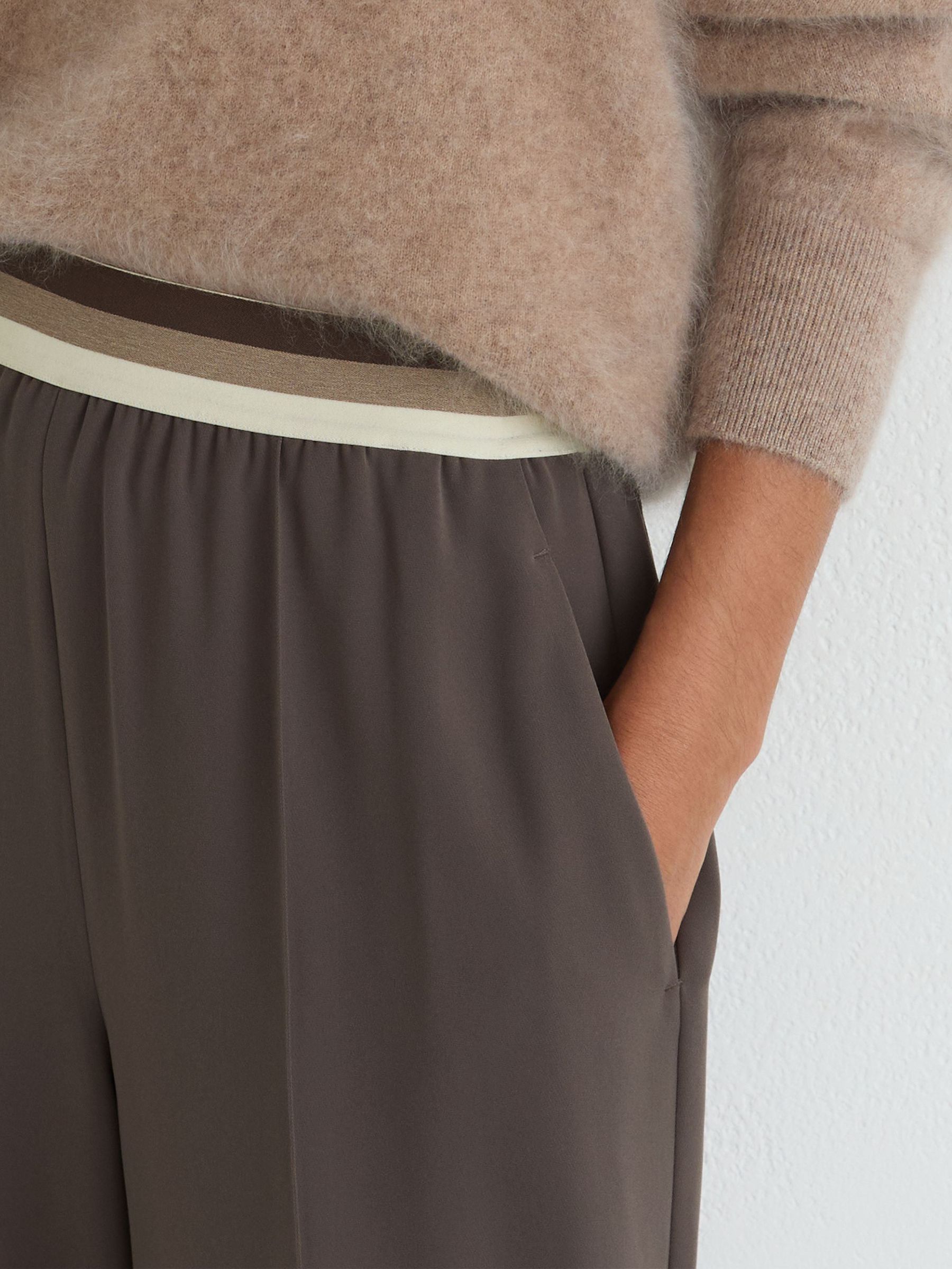 Petite Elasticated-Waist Wide-Leg Trousers in Mocha Brown - Image 4 of 7