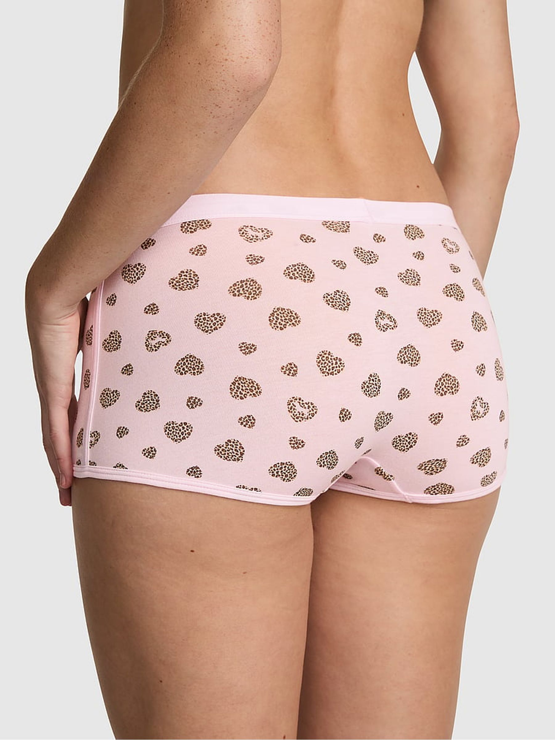 Pink Tulip Leopard Heart Print Boyshort Cotton Knickers - Image 2 of 2