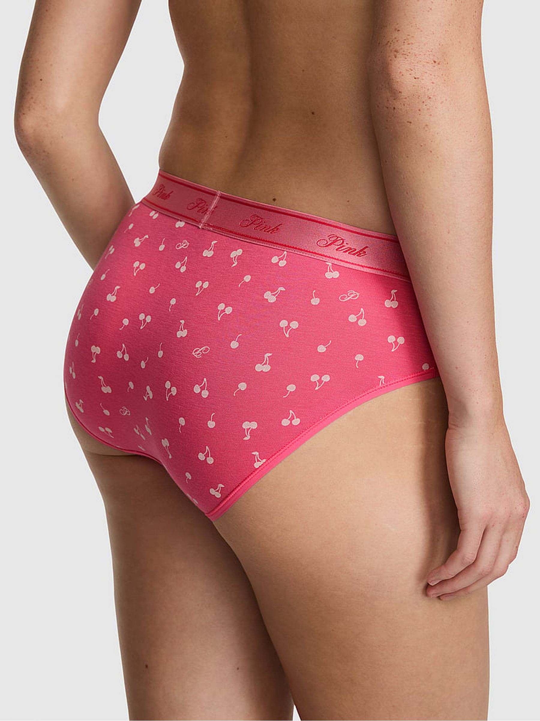 Love Me Pink Cherry Print Hipster Cotton Logo Knickers - Image 2 of 2
