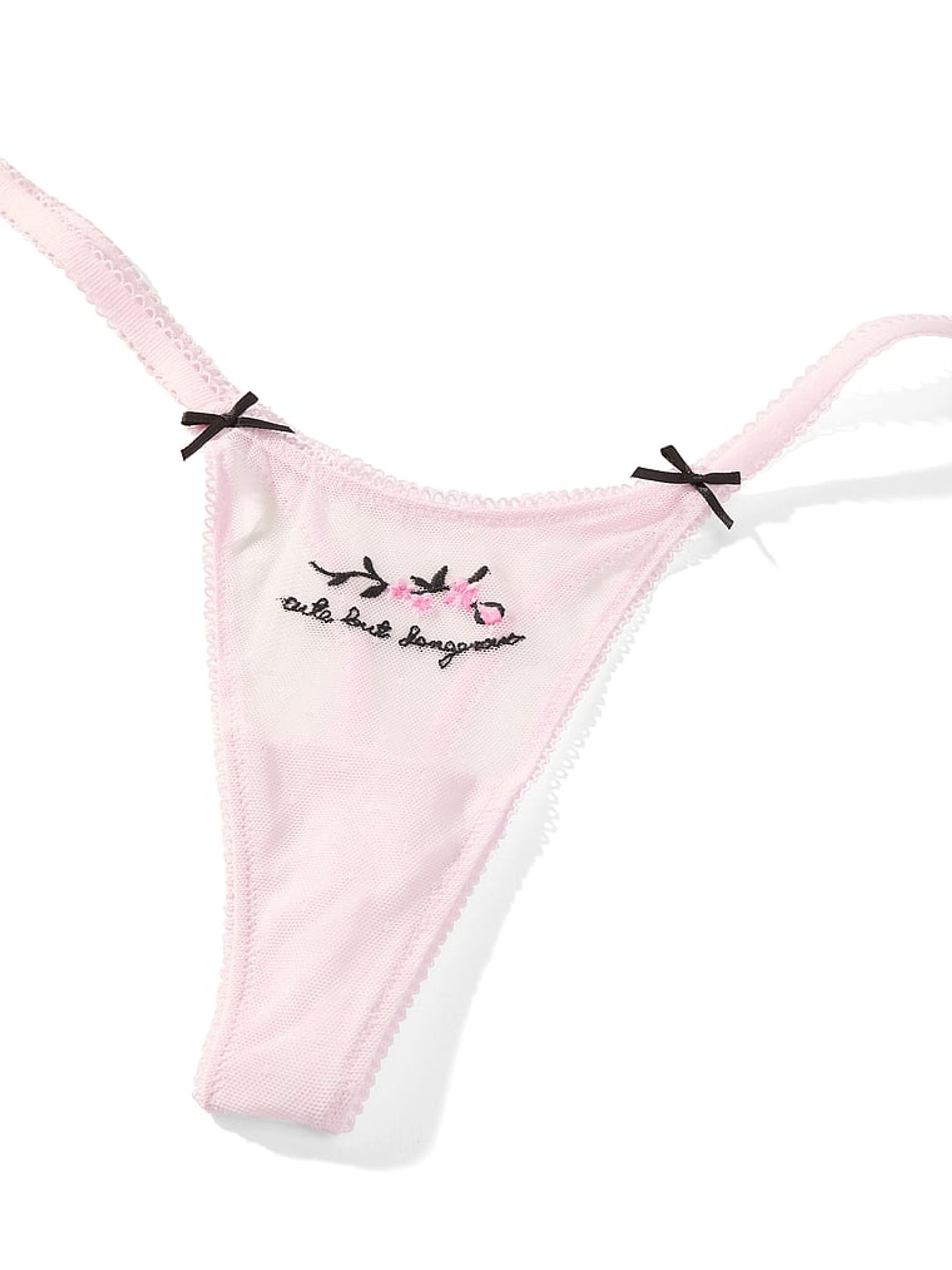 Pink Tulip Mini Scoop Thong Cute But Dangerous Embroidery Knickers - Image 4 of 4
