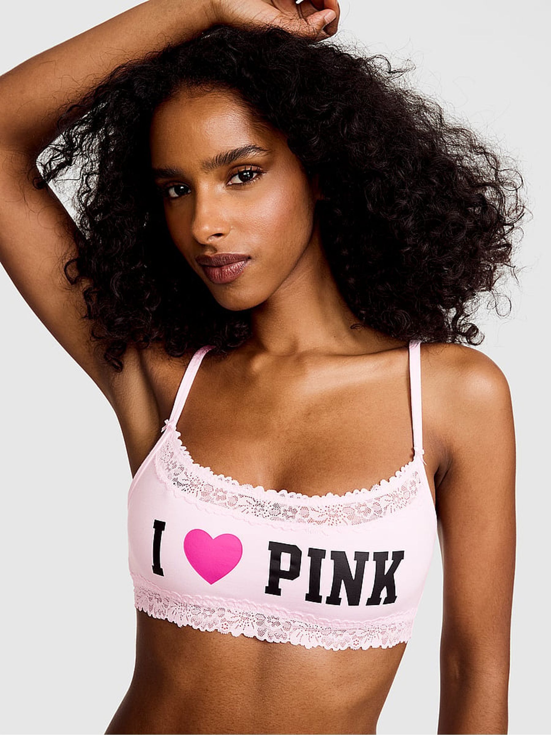 Pink Tulip Scoop Cotton Lace Trim Bralette - Image 1 of 2