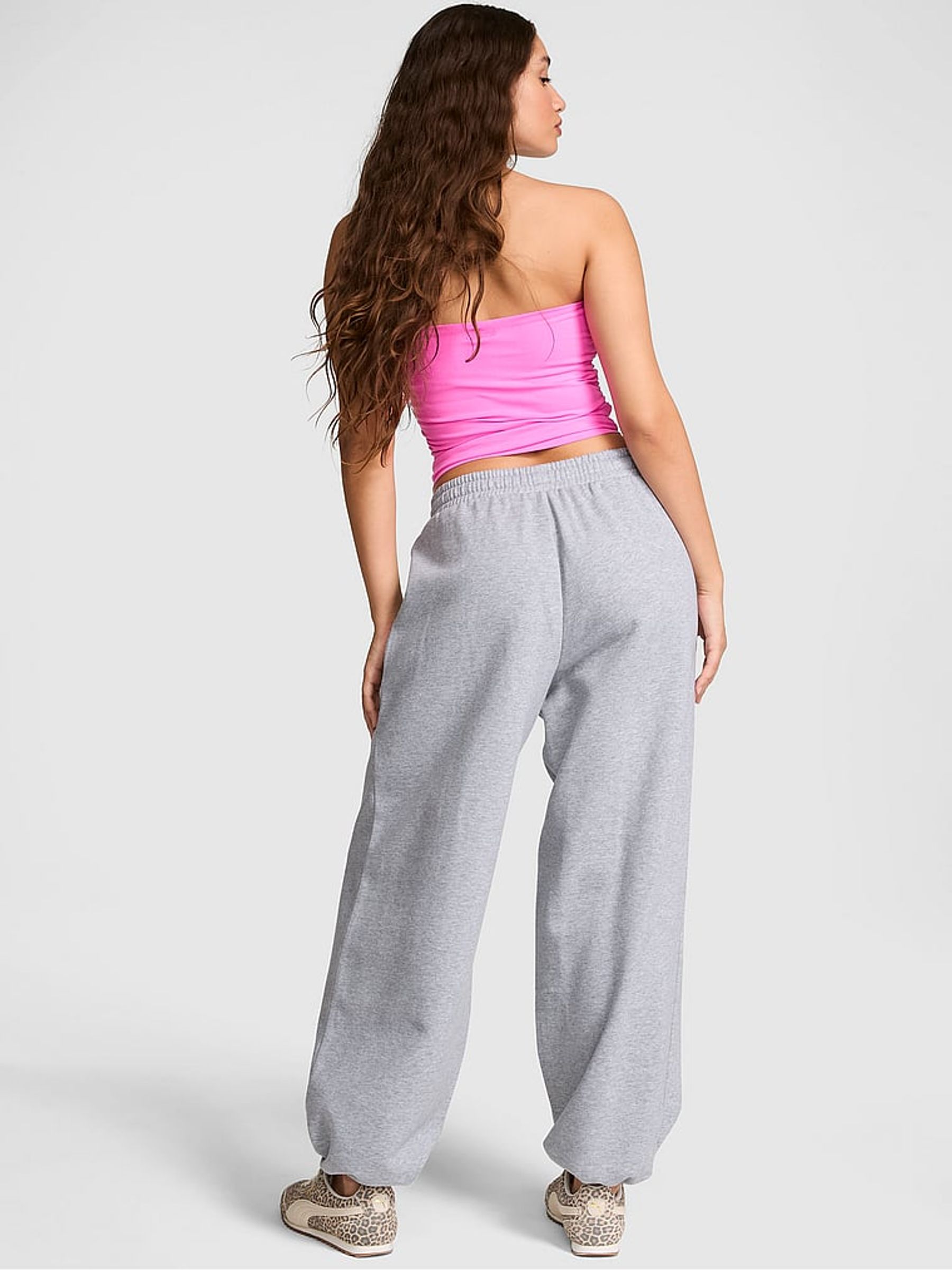 Medium Heather Grey Flared Adjustible Fleece Joggers - Image 2 of 3