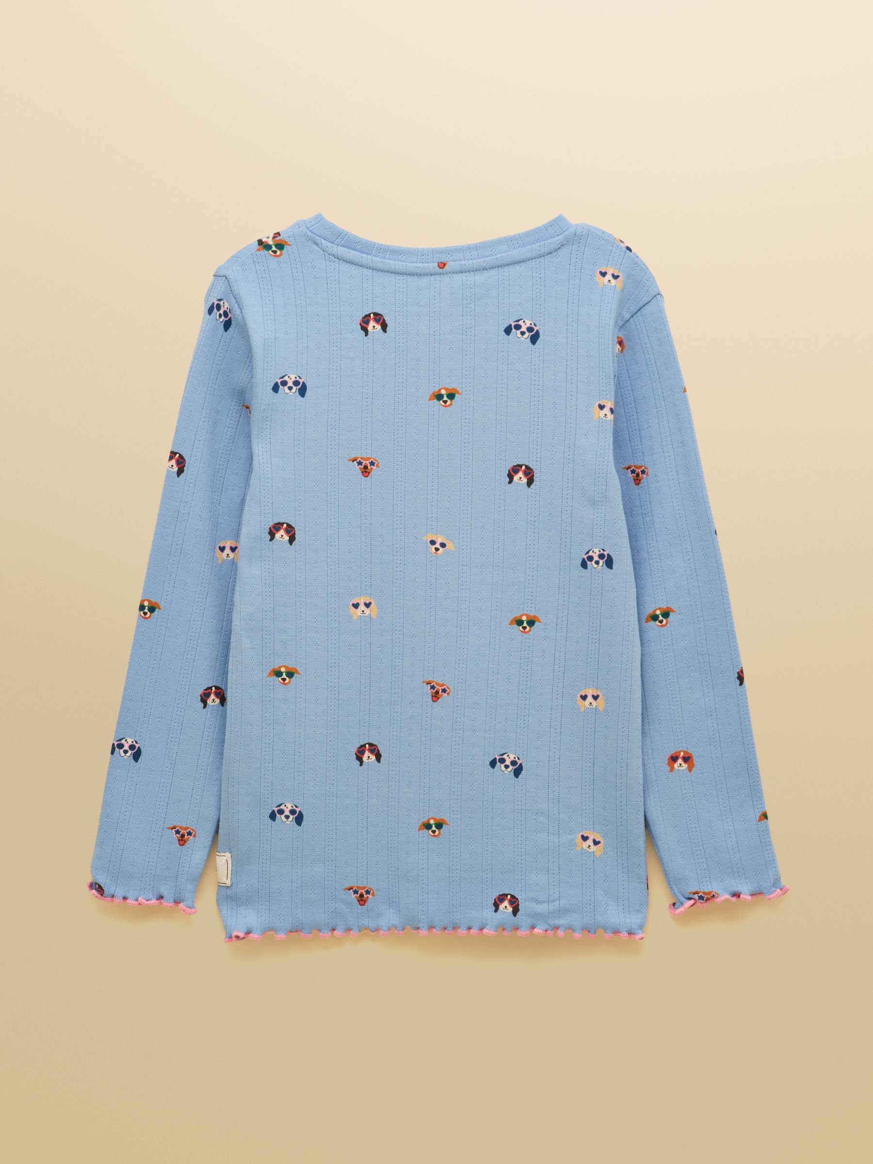 Girls' Odelia Khaki & Blue Pack Of Two Long Sleeve Pointelle Tops - Image 5 of 7