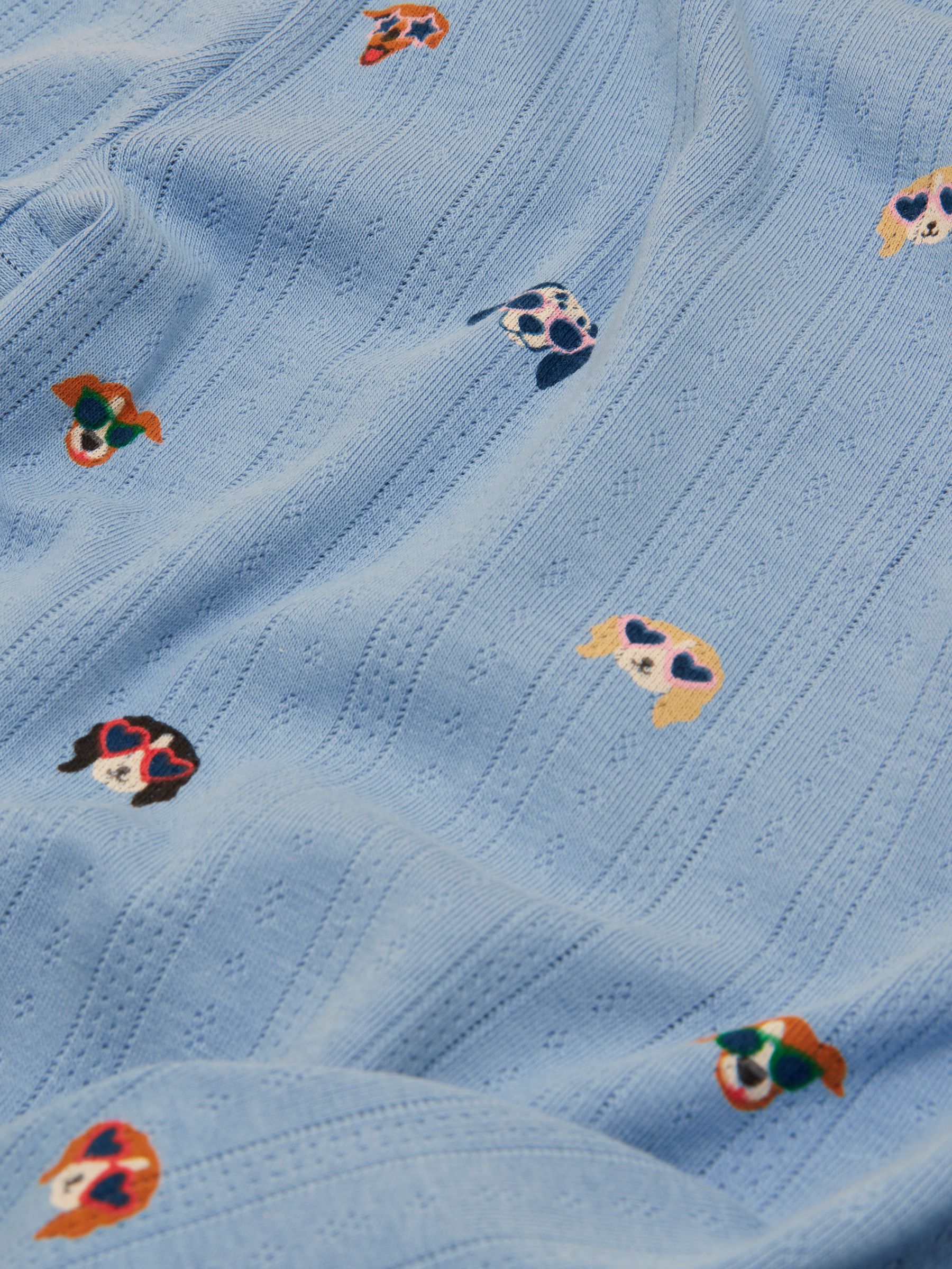 Girls' Odelia Khaki & Blue Pack Of Two Long Sleeve Pointelle Tops - Image 7 of 7