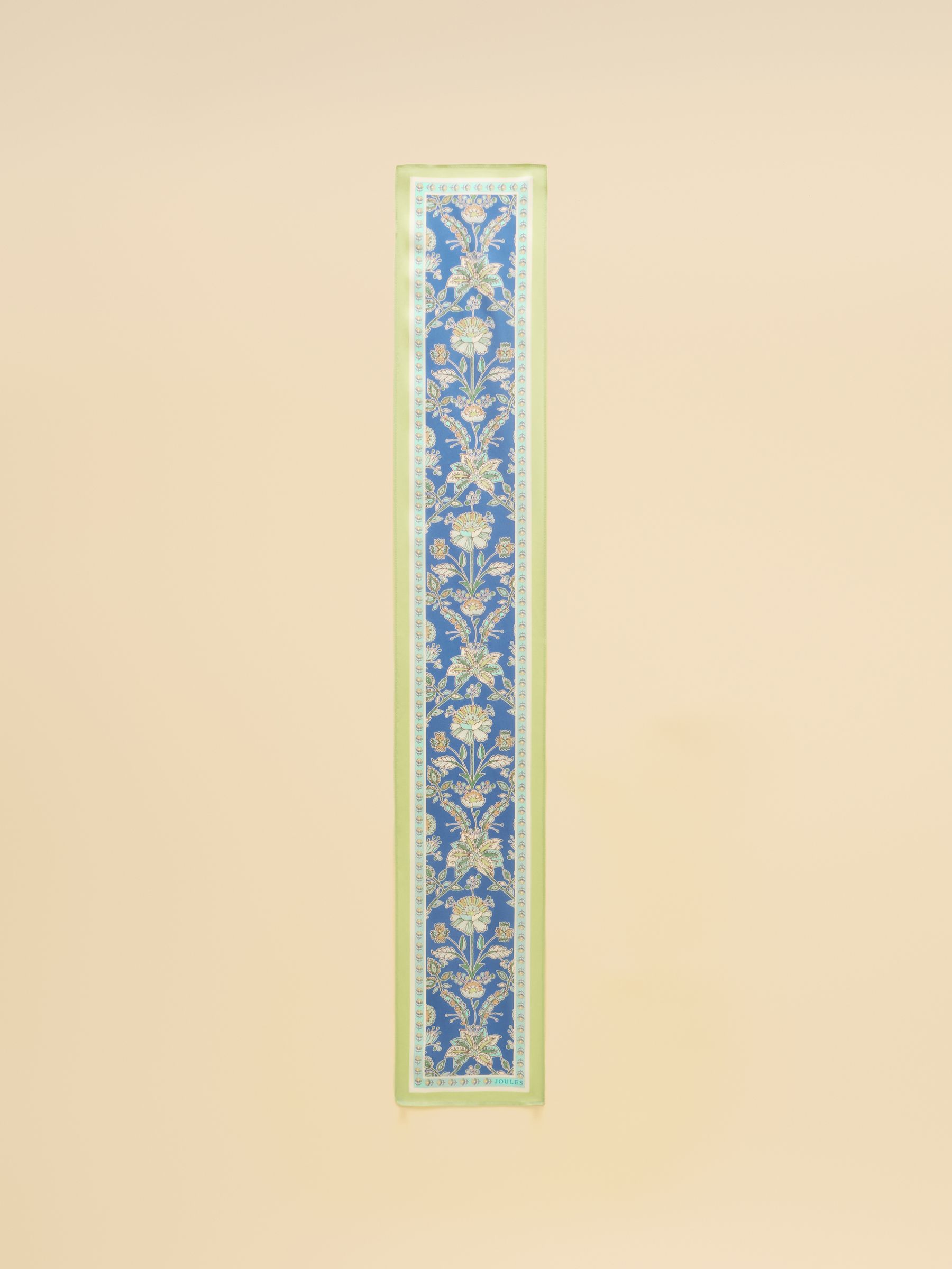 Highgrove Blue & Green Floral 100% Silk Skinny Scarf - Image 1 of 7