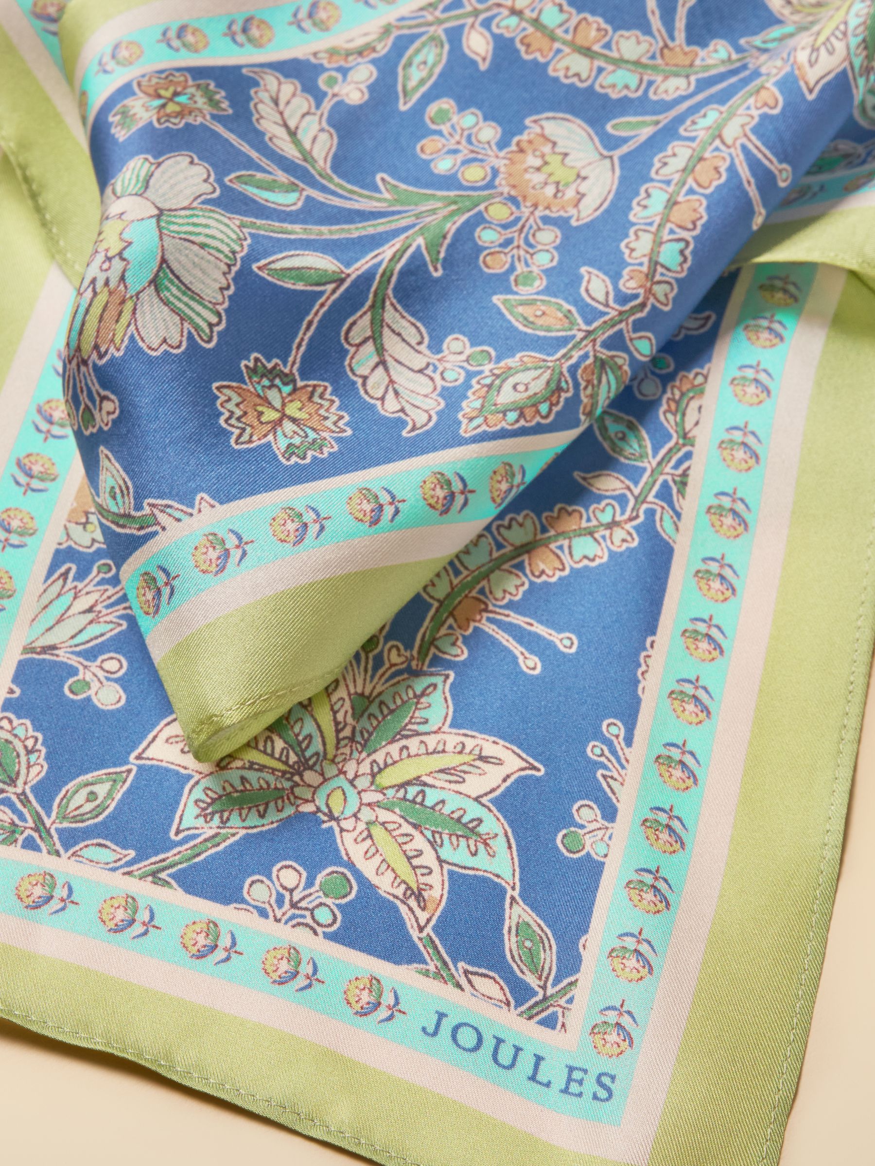 Highgrove Blue & Green Floral 100% Silk Skinny Scarf - Image 7 of 7 Highgrove Blue & Green Floral 100% Silk Skinny Scarf - Image 7 of 7