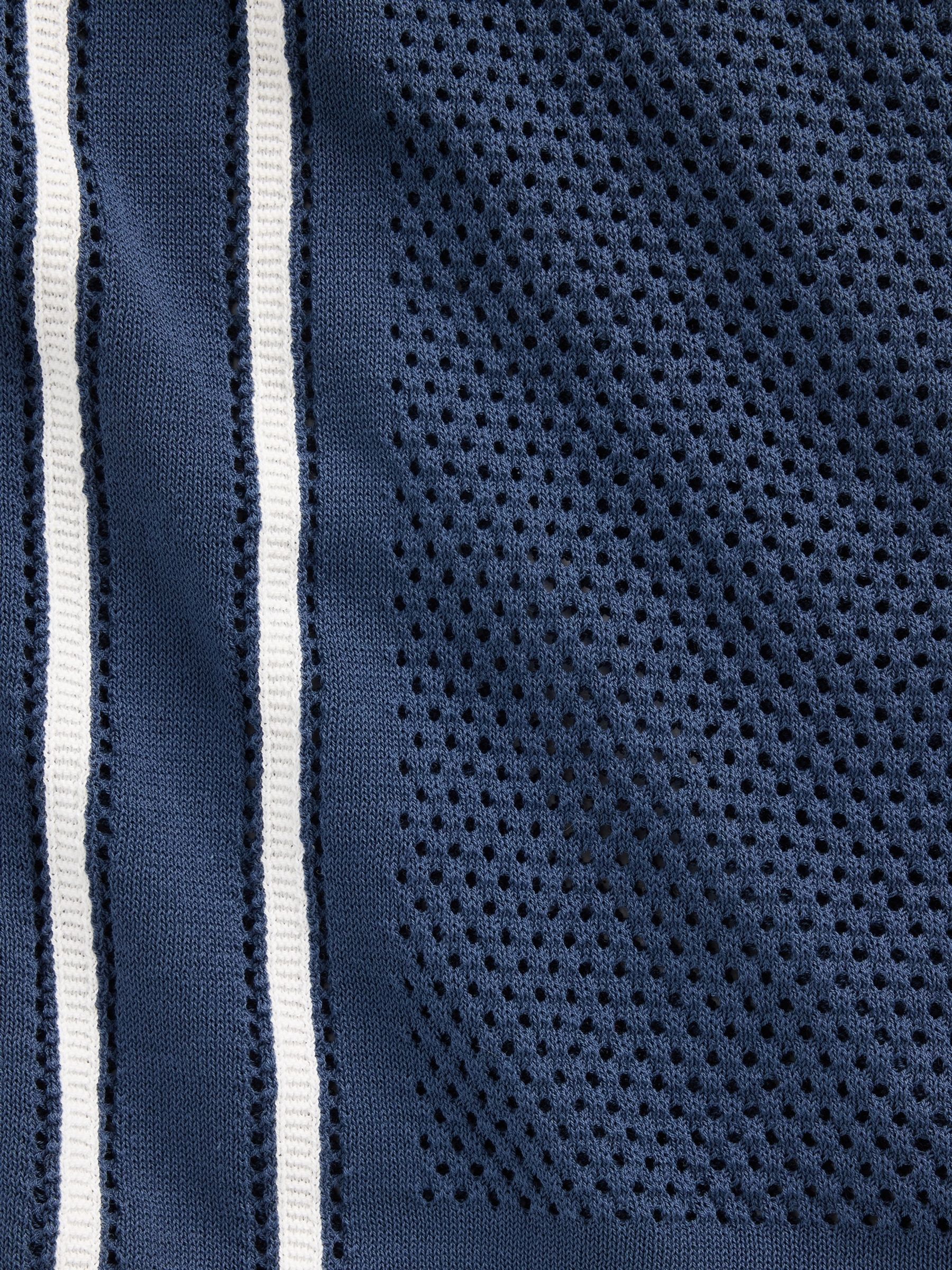 Navy Stripe Collar Knitted Shirt - Image 4 of 4
