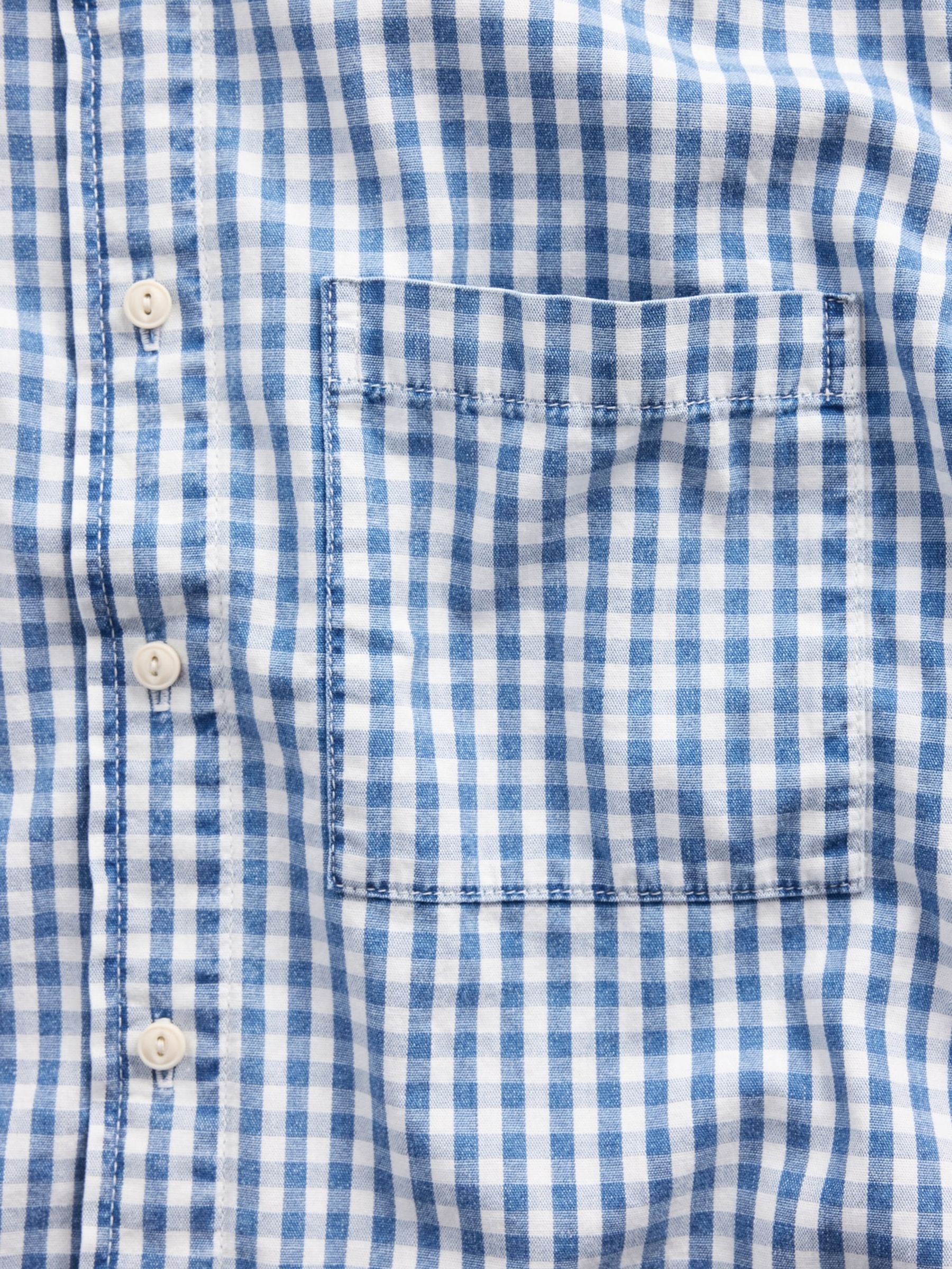 Blue Gingham Denim Relaxed Straight-Hem Shirt - Image 5 of 5