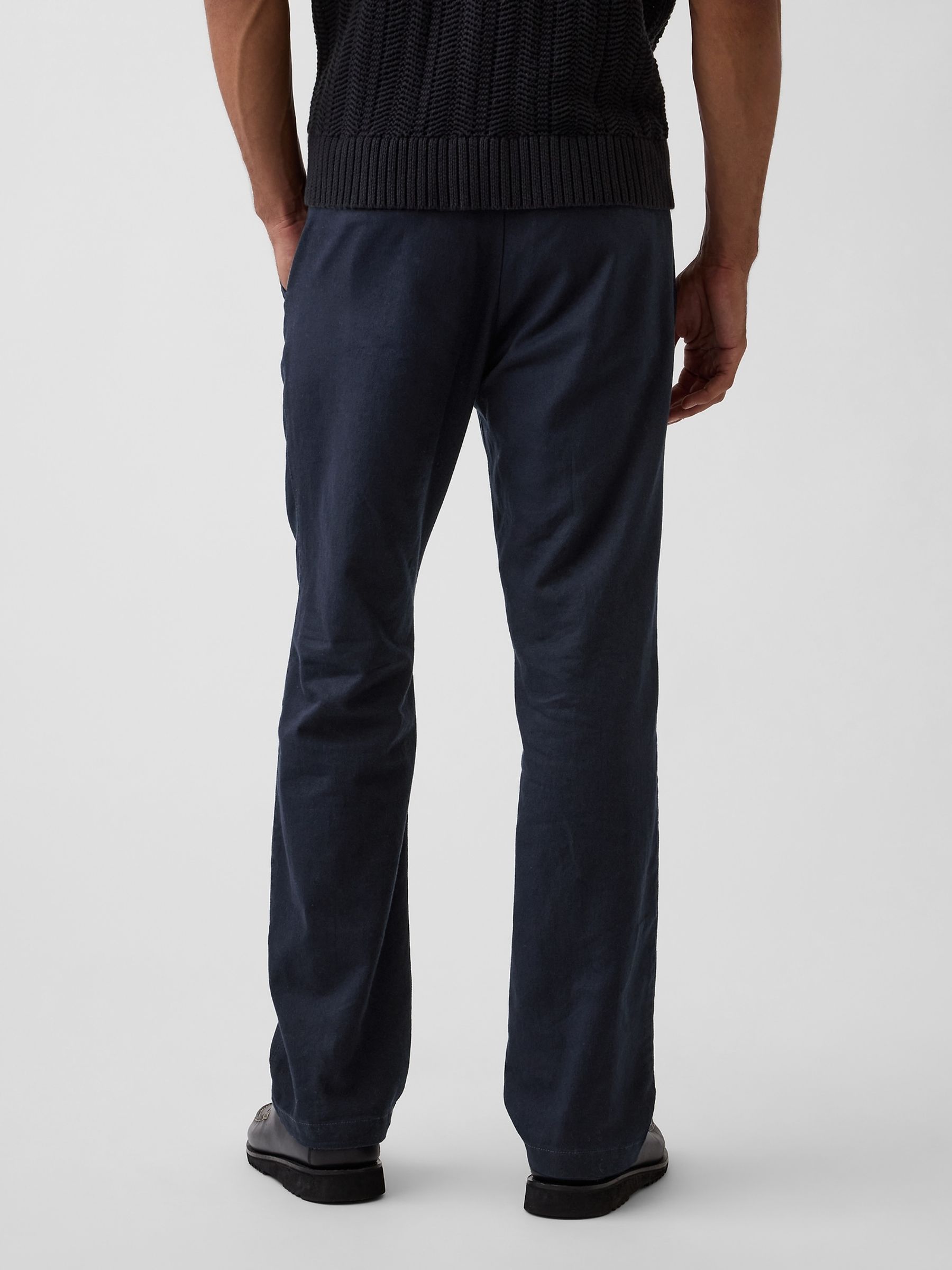 Navy Linen-Cotton Relaxed Straight Trousers - Image 2 of 6