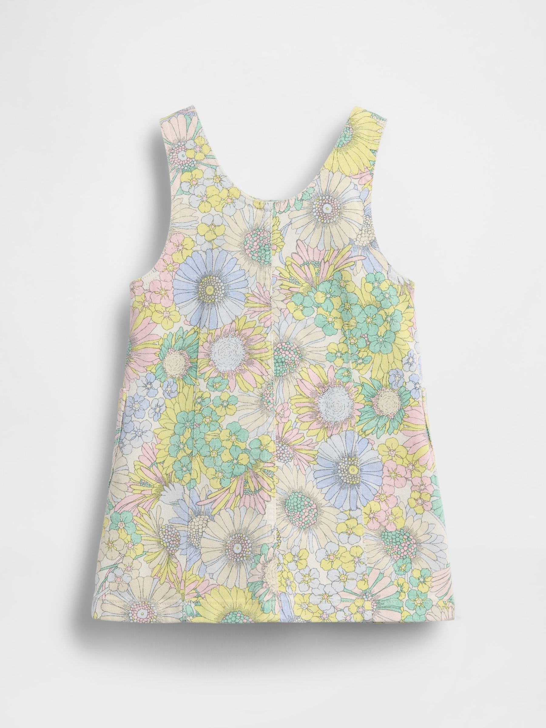 Multi Floral Floral Denim Pinafore Dress - Image 3 of 4
