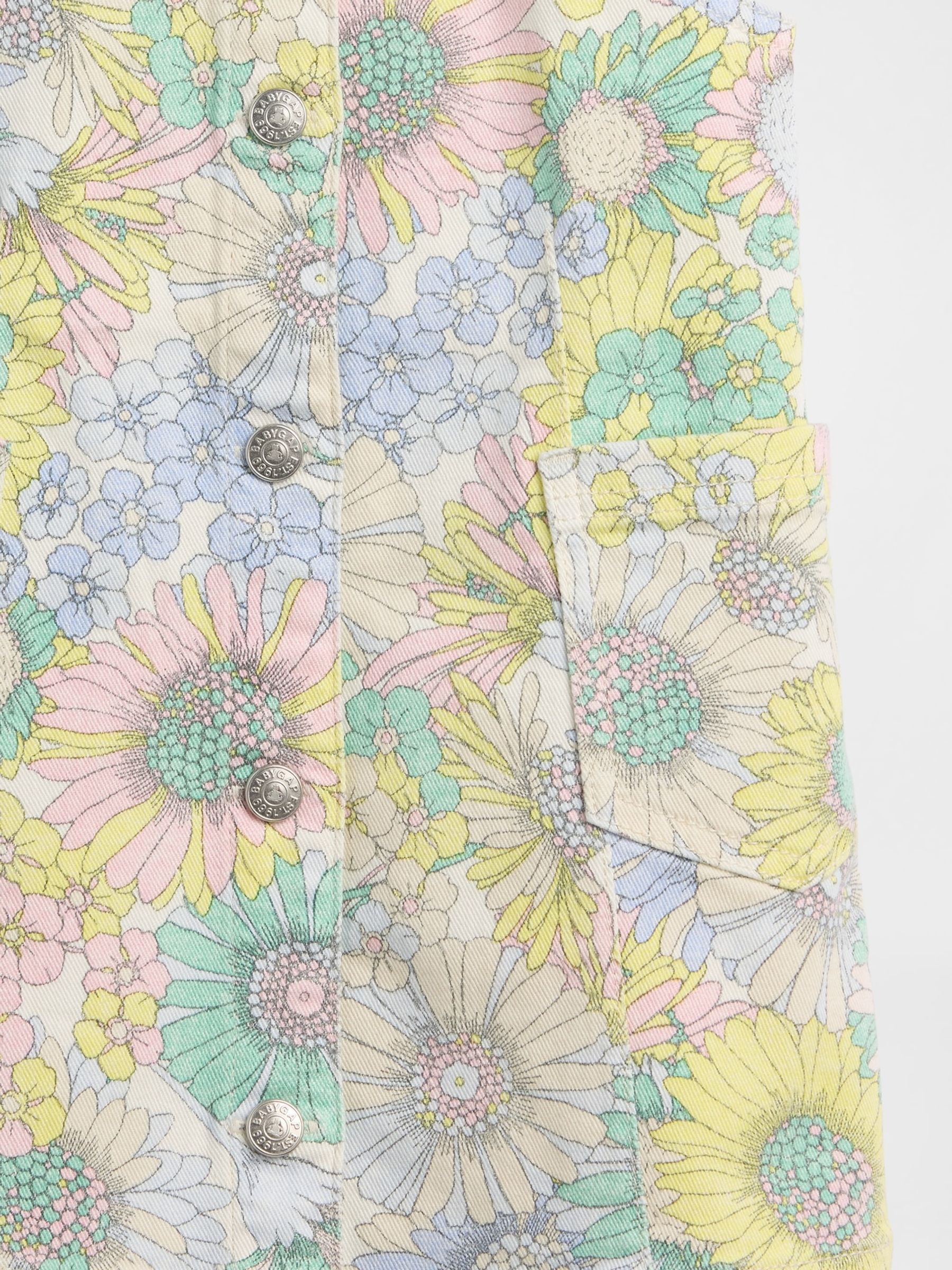 Multi Floral Floral Denim Pinafore Dress - Image 4 of 4