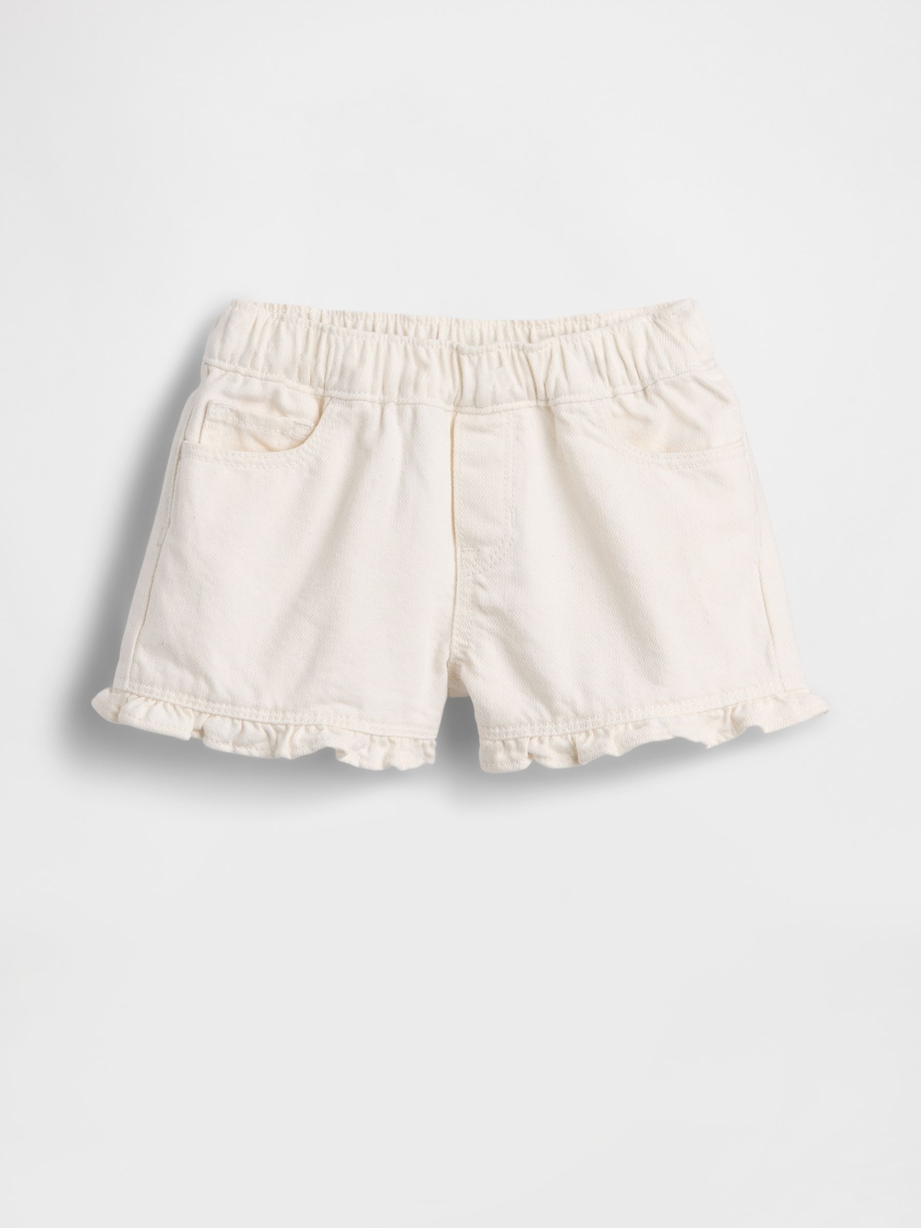 White Denim Stride Pull On Ruffle Shorts - Image 2 of 4