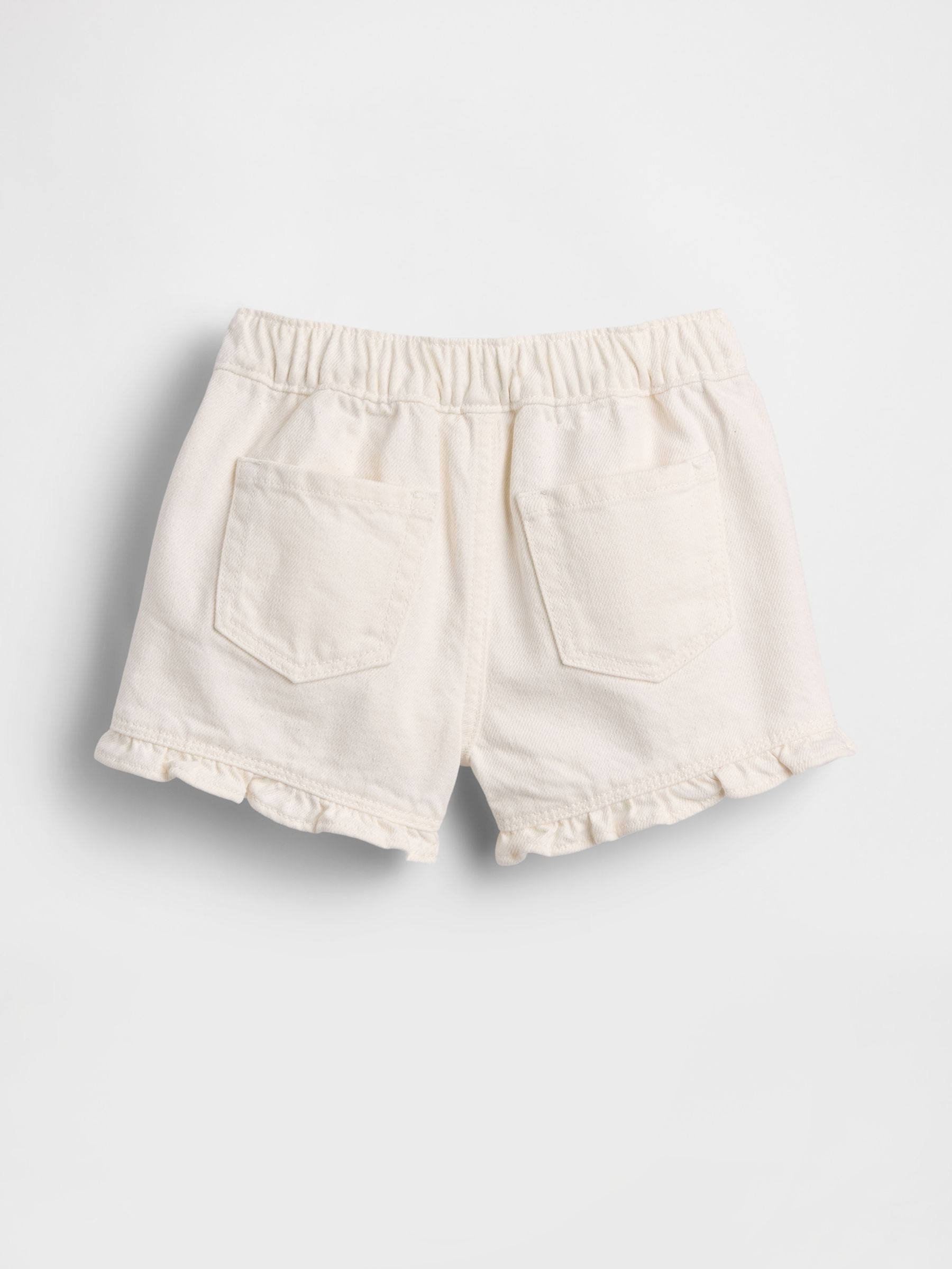 White Denim Stride Pull On Ruffle Shorts - Image 3 of 4