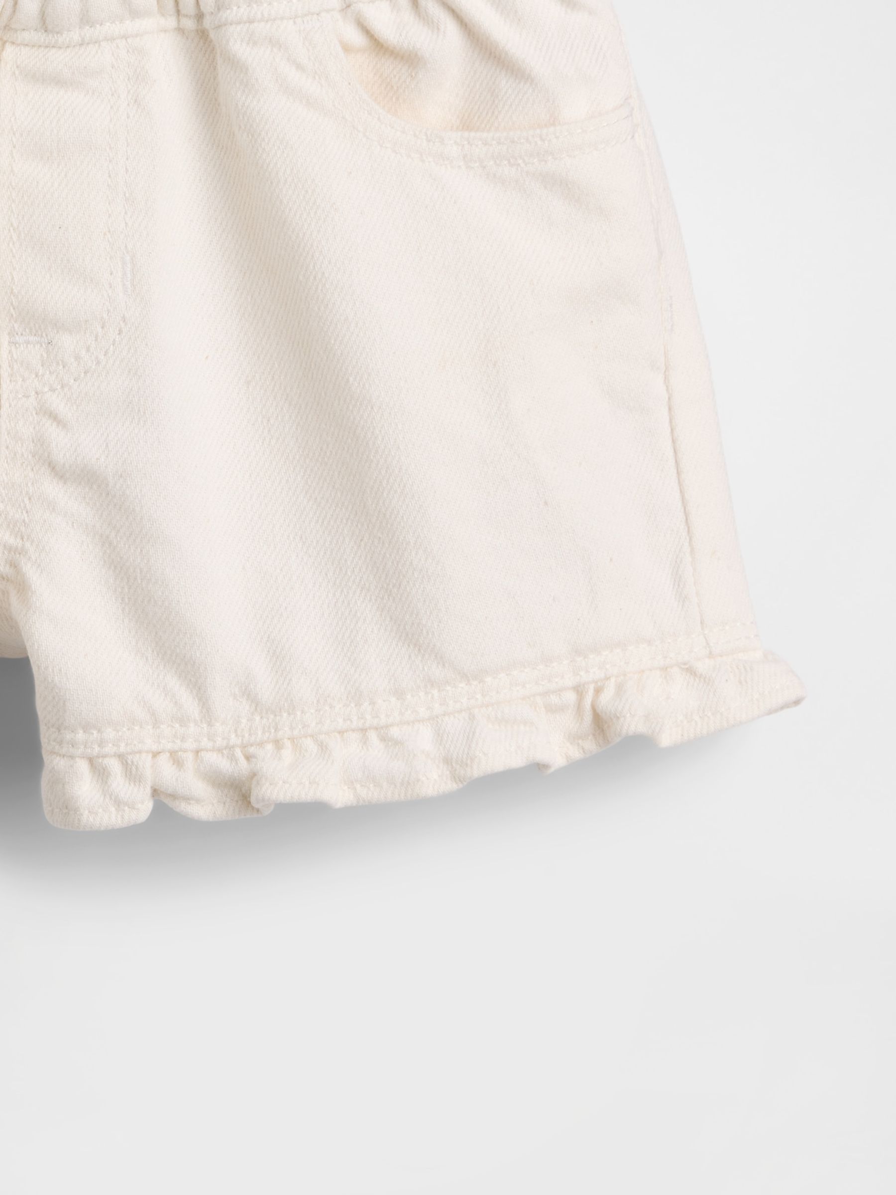 White Denim Stride Pull On Ruffle Shorts - Image 4 of 4