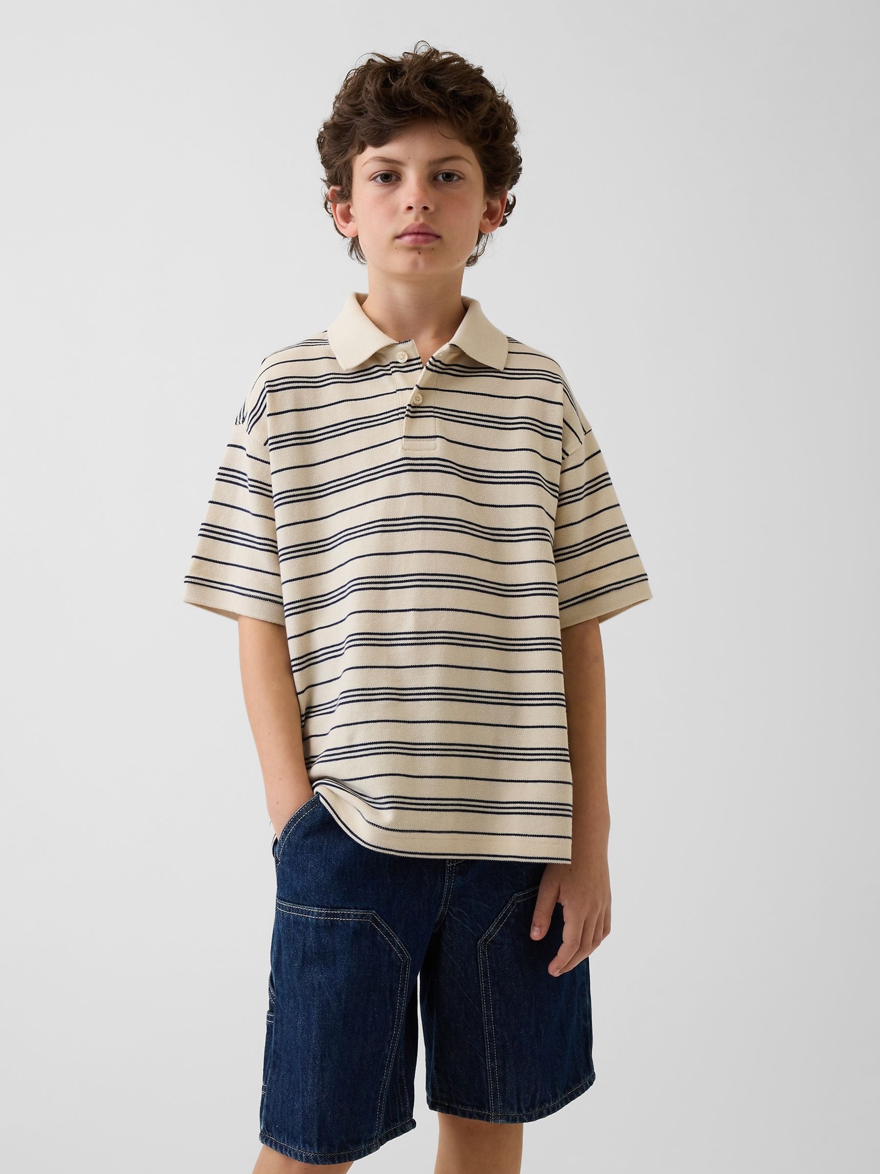 Brown Relaxed Pique Polo Shirt - Image 1 of 3
