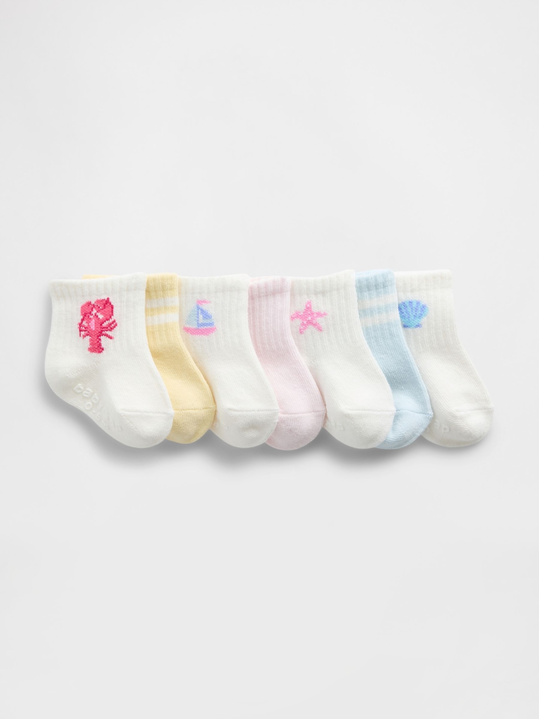 Multi Beachy Quarter Crew Socks 7-Pack - Image 1 of 1