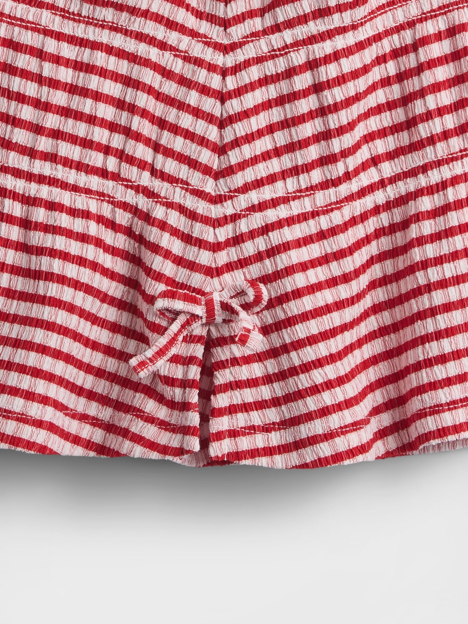 Red Stripe Crinkle Knit Bow Sleeveless Top - Image 4 of 4