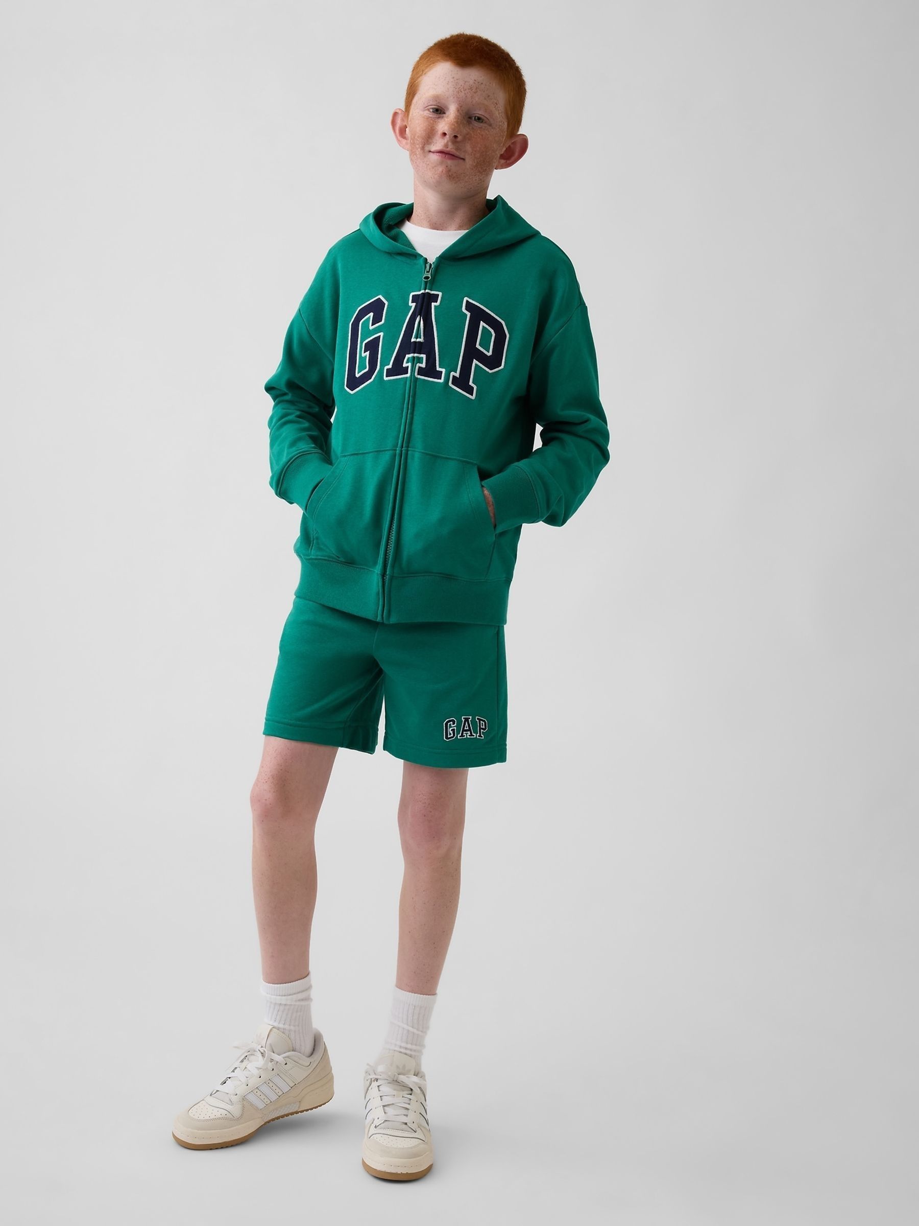 Green Relaxed Logo French Terry Zip Hoodie - Image 3 of 5