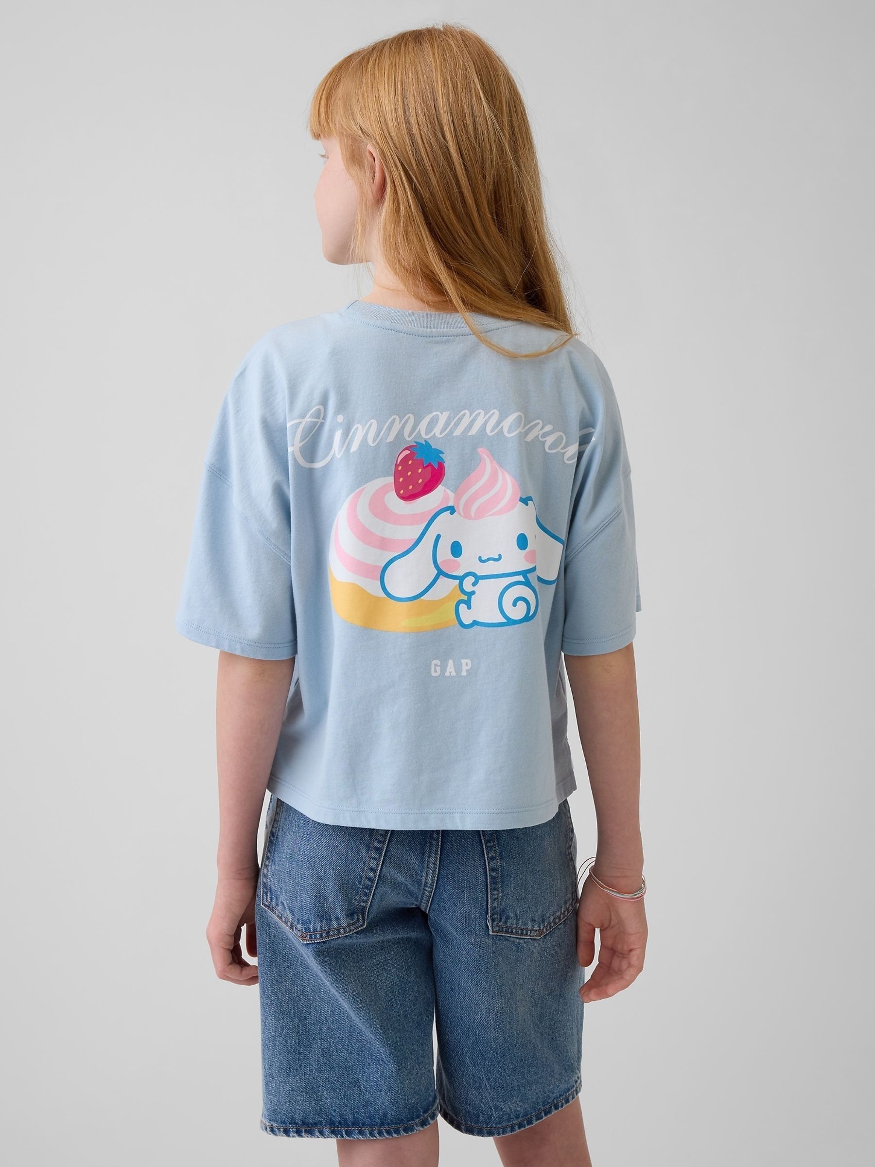 Blue Cinnamorol Hello Kitty Oversized Graphic Short Sleeve T-Shirt - Image 2 of 5