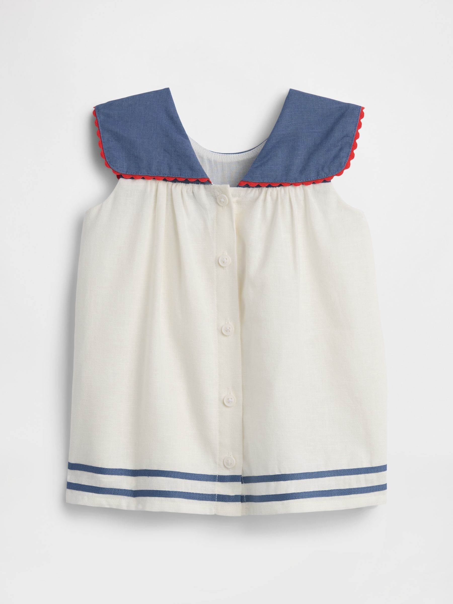 White Linen-Cotton Sailor Dress - Image 1 of 3