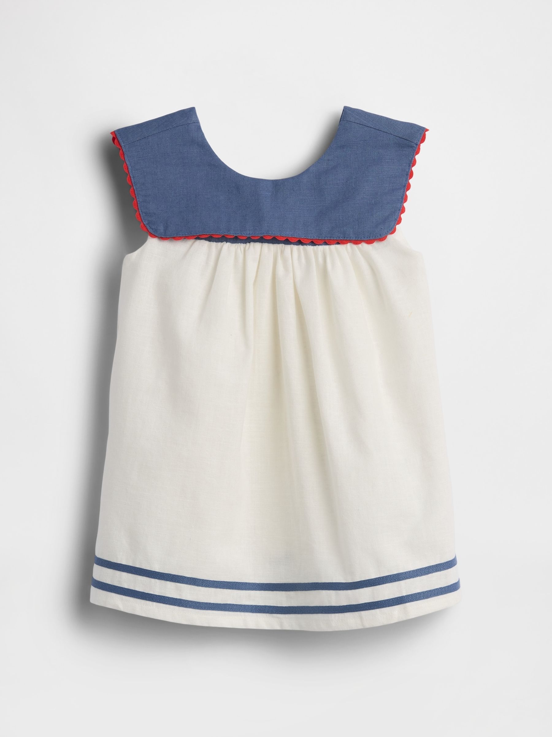 White Linen-Cotton Sailor Dress - Image 2 of 3