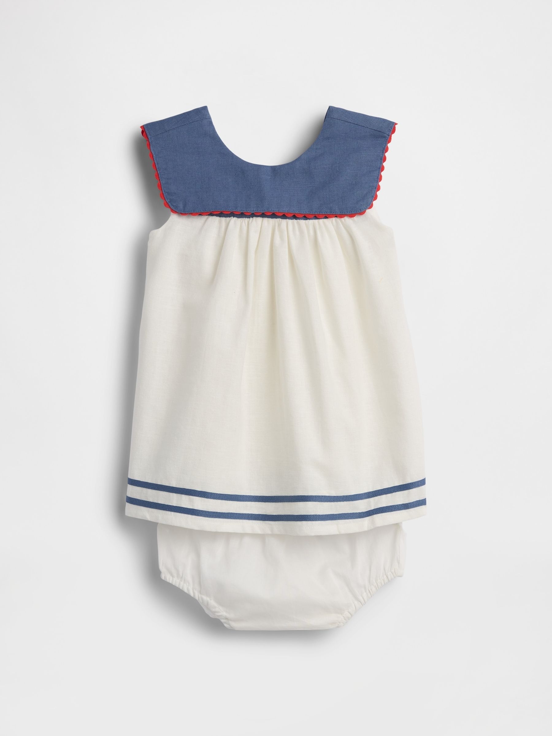 White Linen-Cotton Sailor Dress - Image 3 of 3