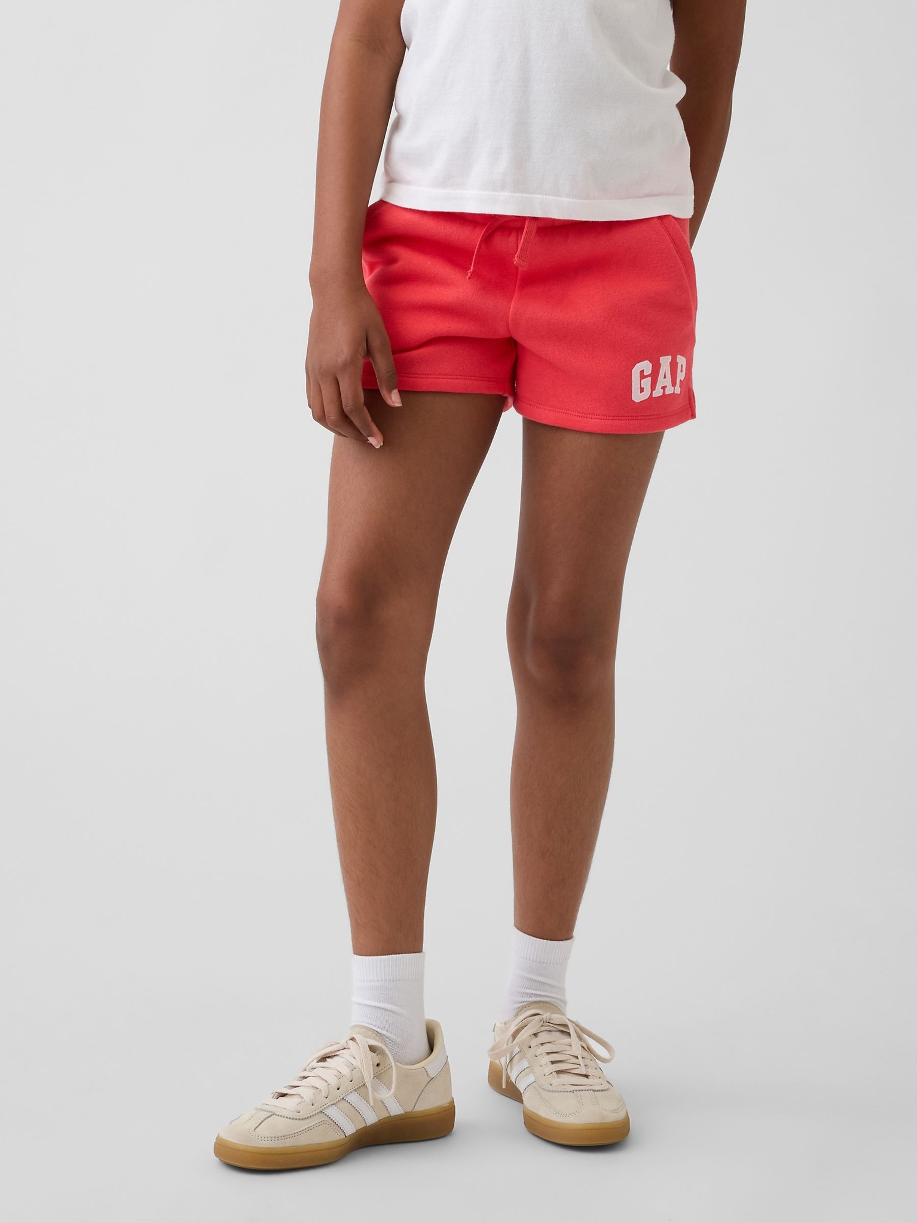 Coral Pink Logo Pull On French Terry Shorts - Image 1 of 5