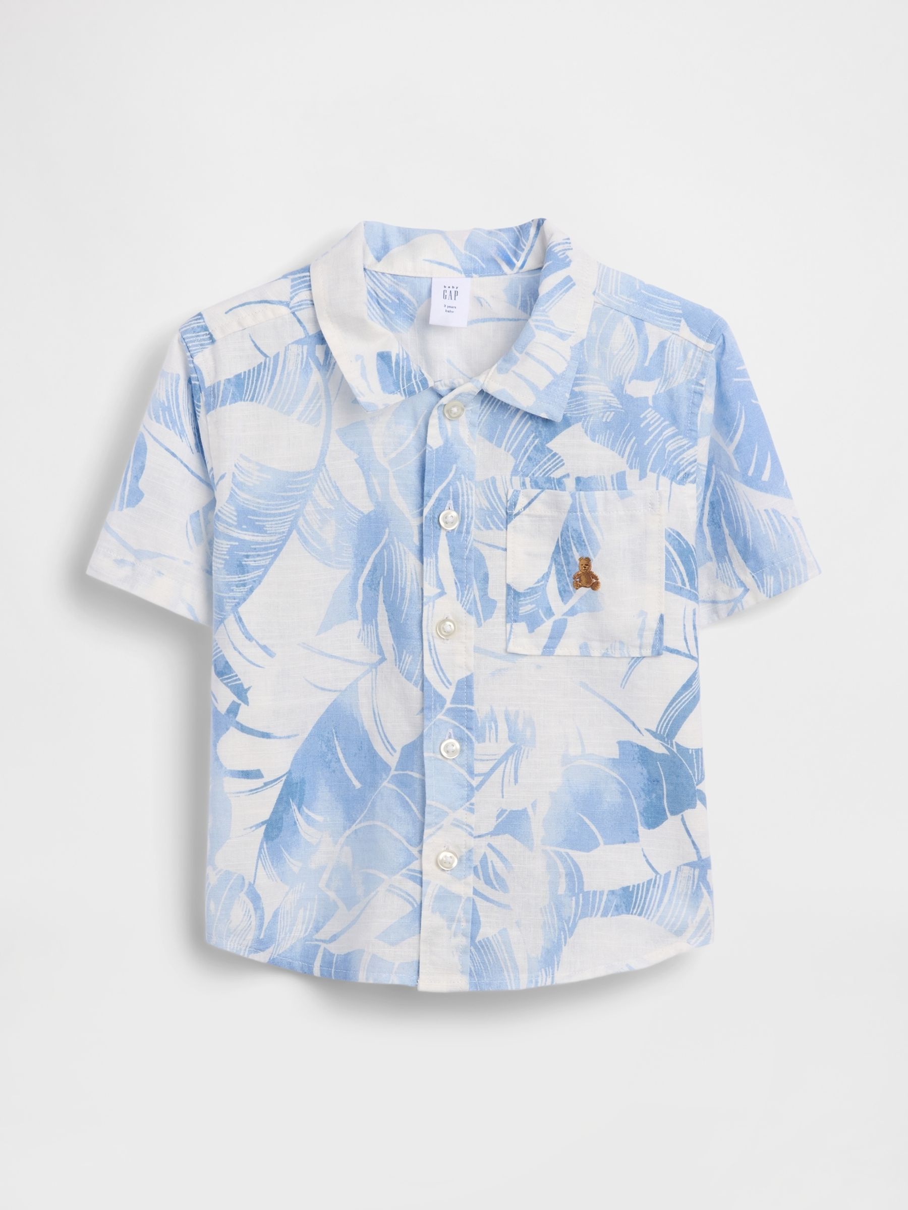 Blue Linen-Cotton Short Sleeve Shirt - Image 2 of 4