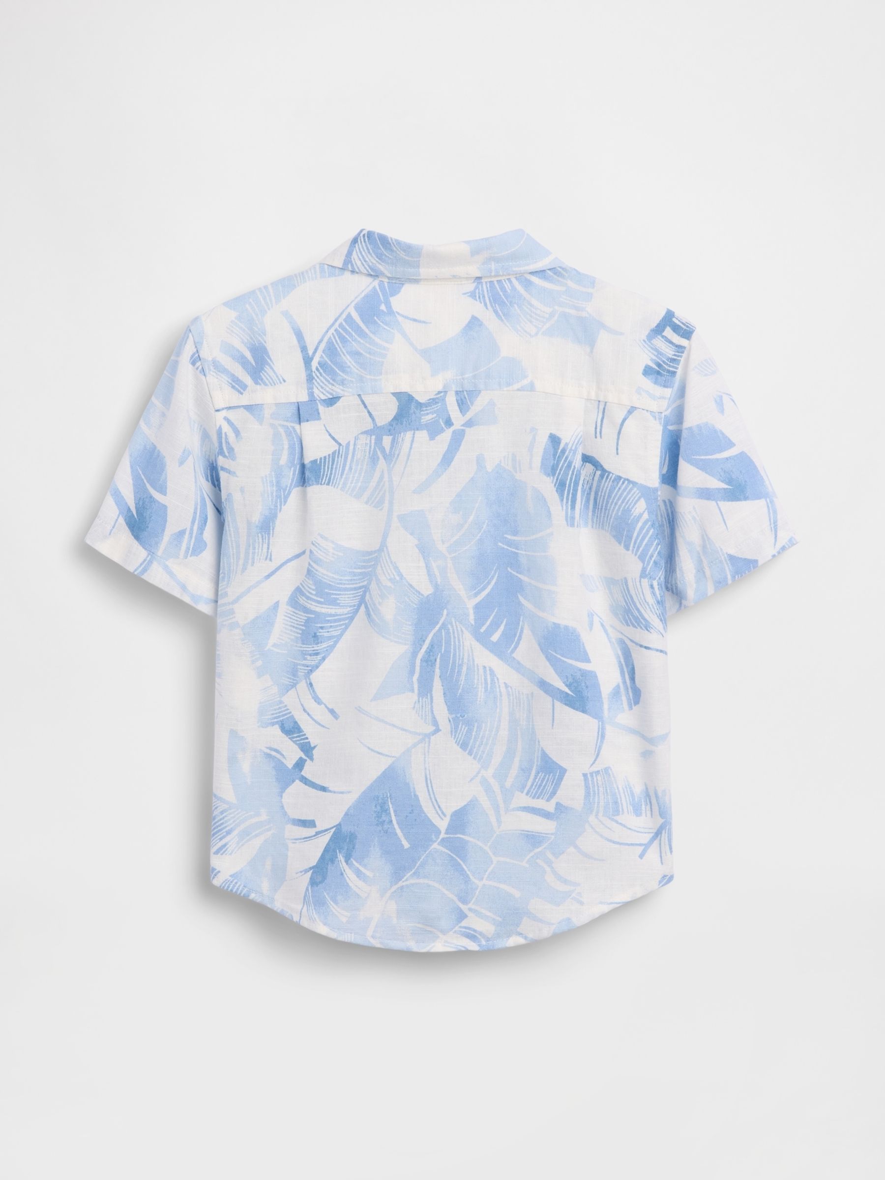 Blue Linen-Cotton Short Sleeve Shirt - Image 3 of 4