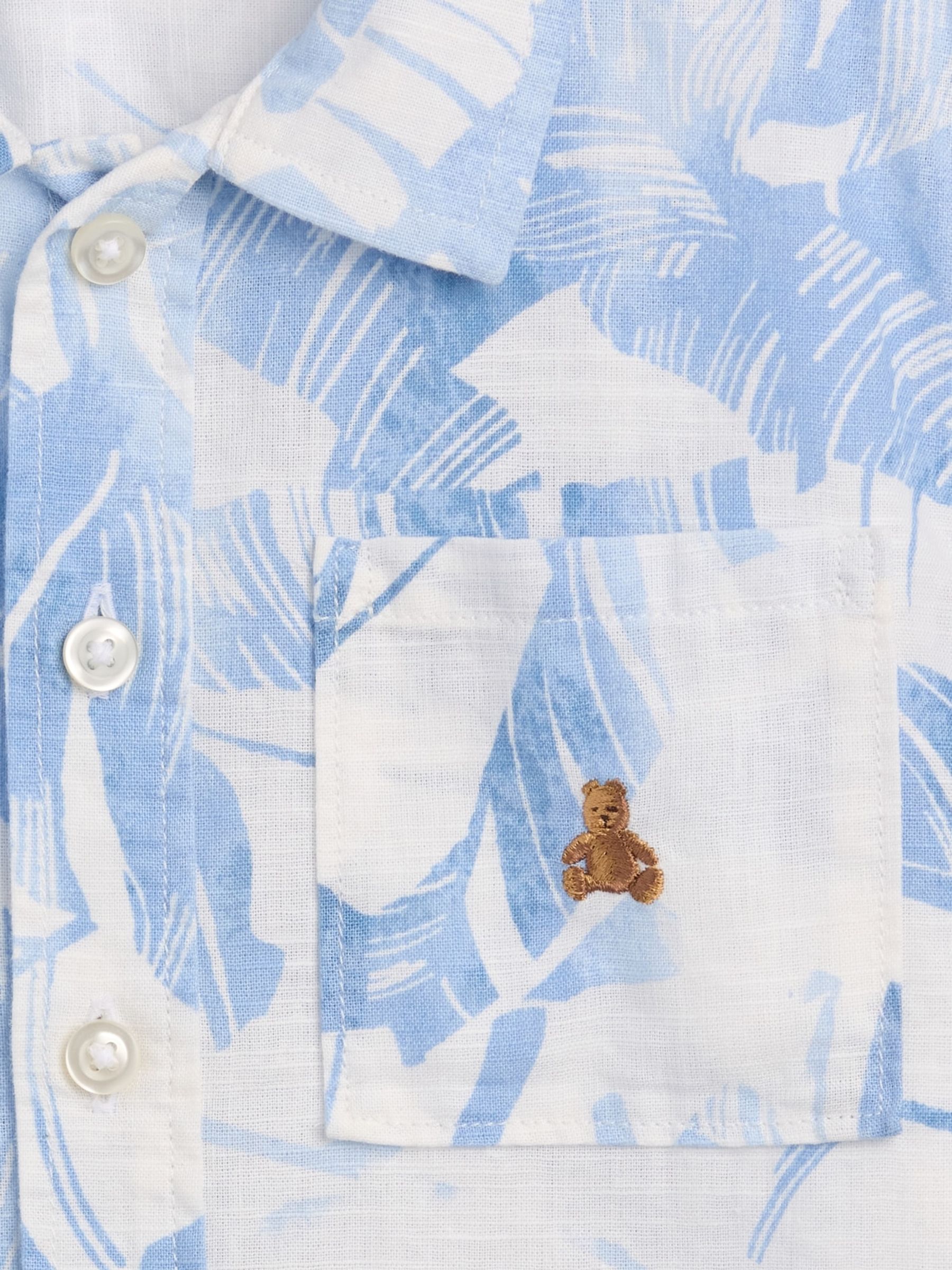 Blue Linen-Cotton Short Sleeve Shirt - Image 4 of 4