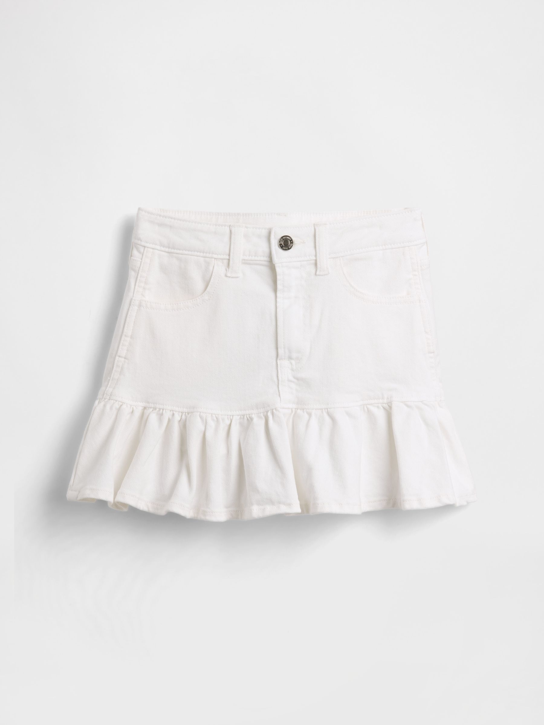 White Denim Ruffle Mini Skirt - Image 4 of 4