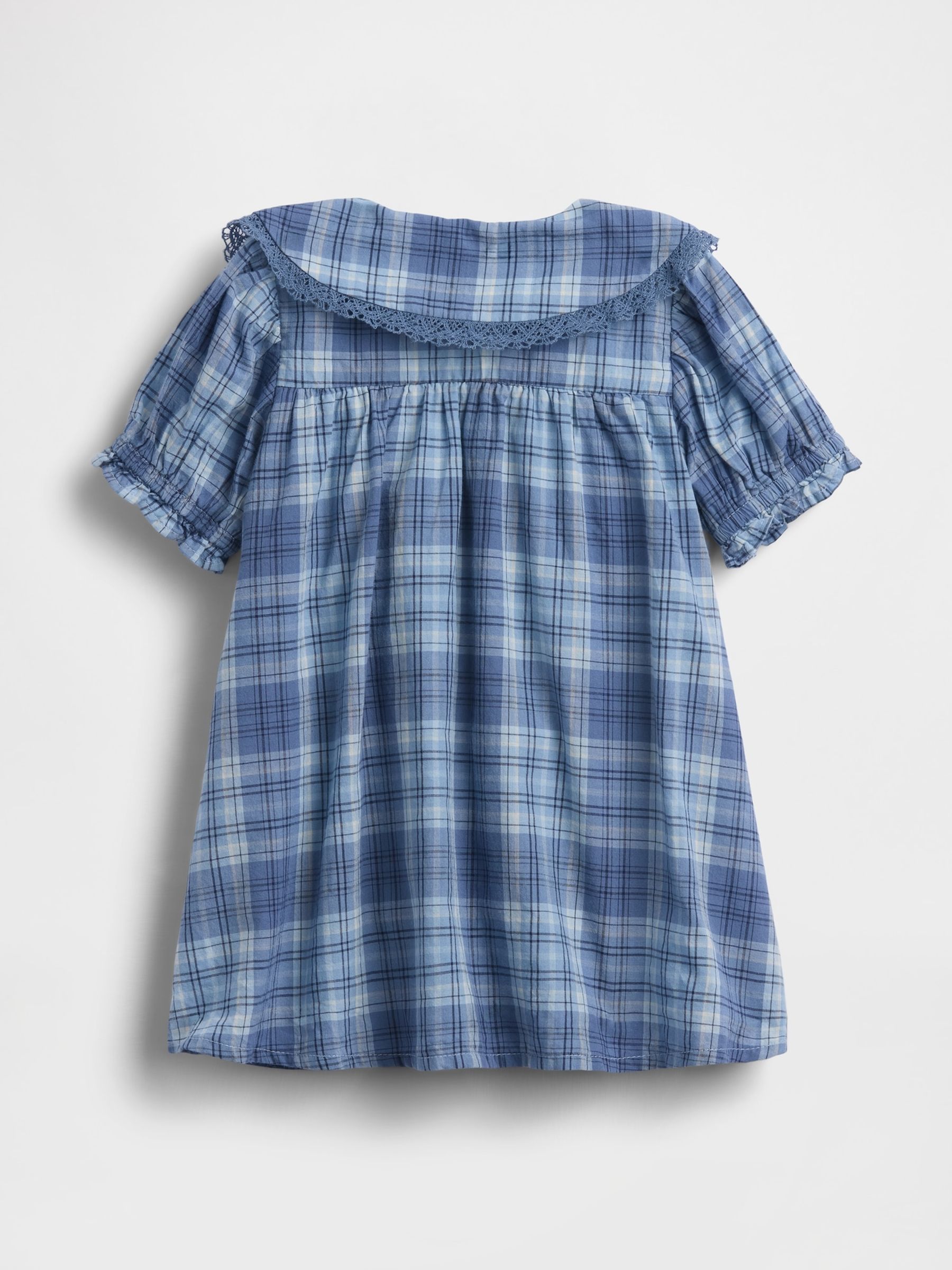 Blue Check Ruffle Collar Dress - Image 3 of 4