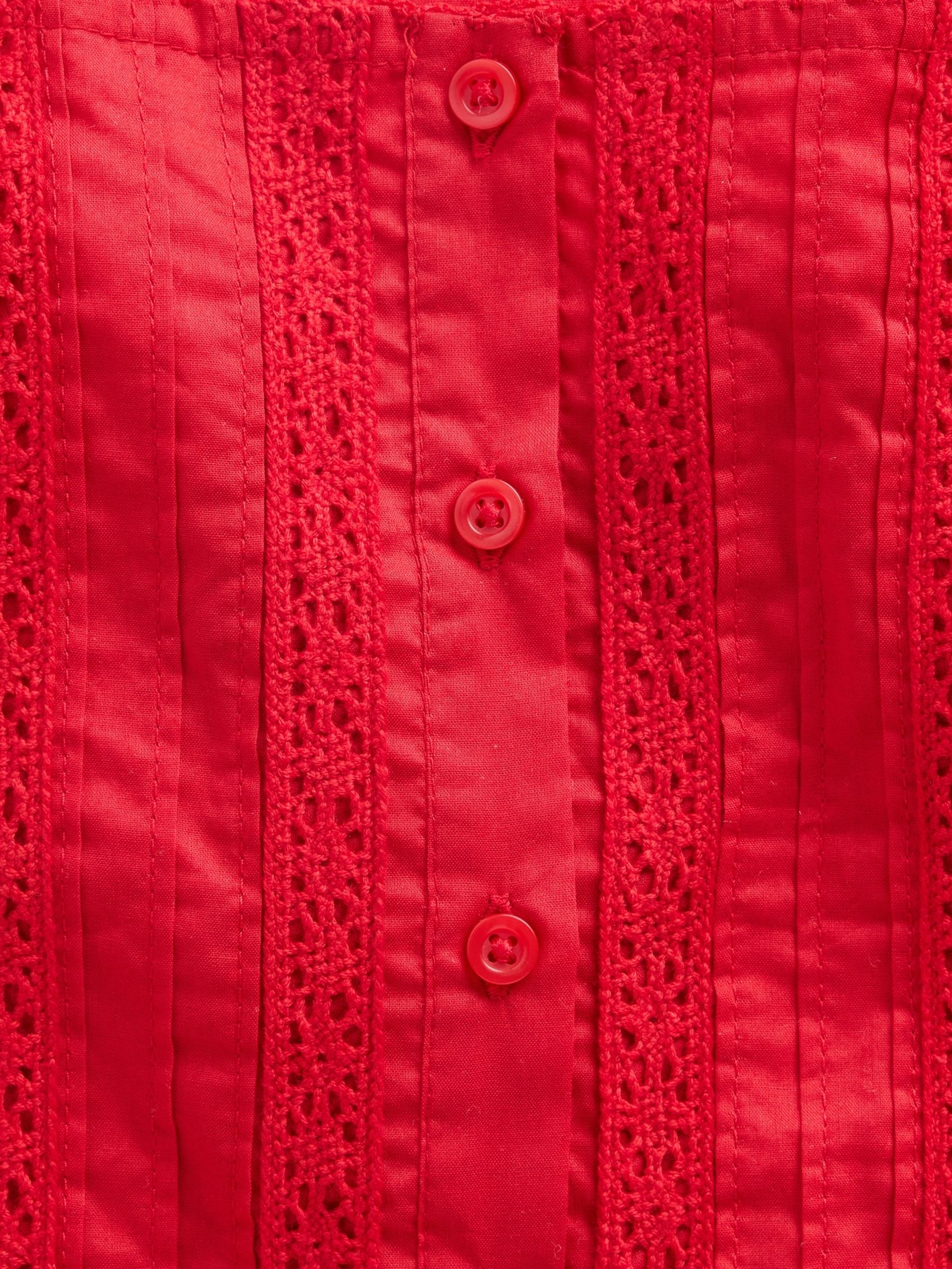 Red Flutter-Sleeve Lace-Trim Dress - Image 4 of 4