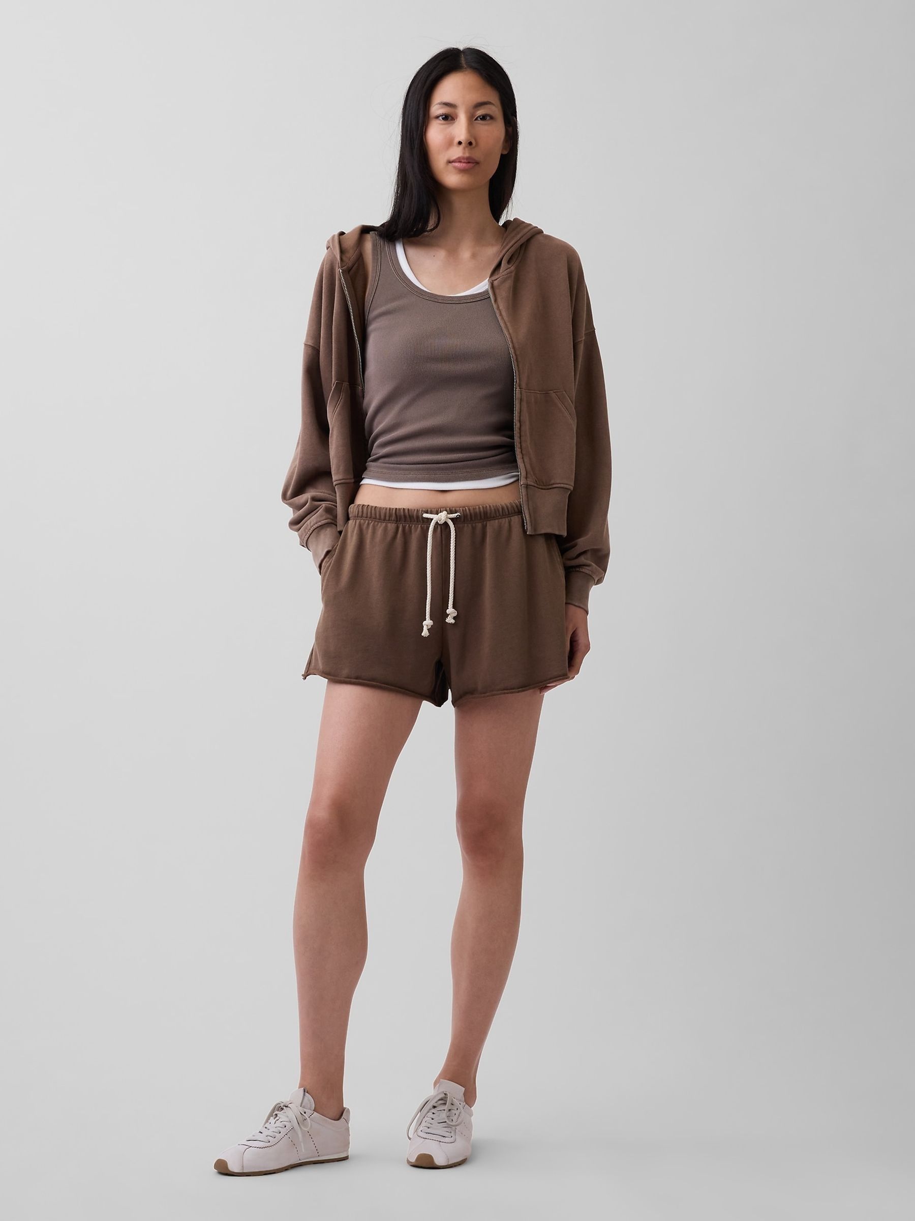 Brown 3.5 inch VintageSoft Terry Relaxed Sweat Shorts - Image 4 of 5