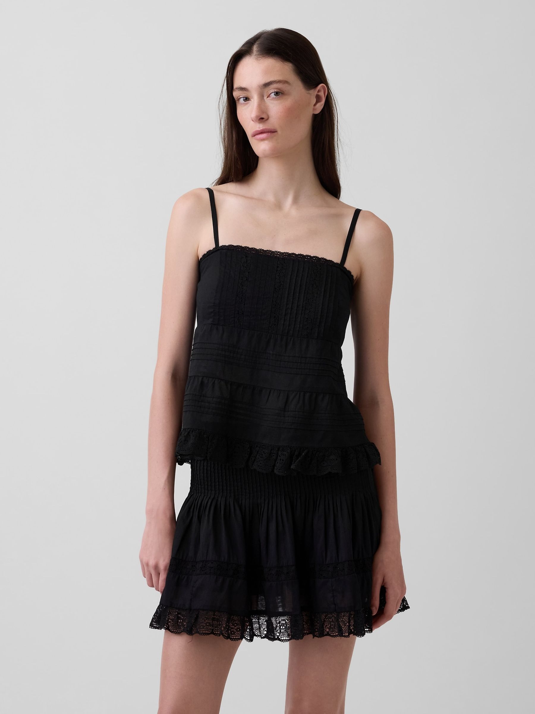 Black Lace-Trim Cami - Image 1 of 4