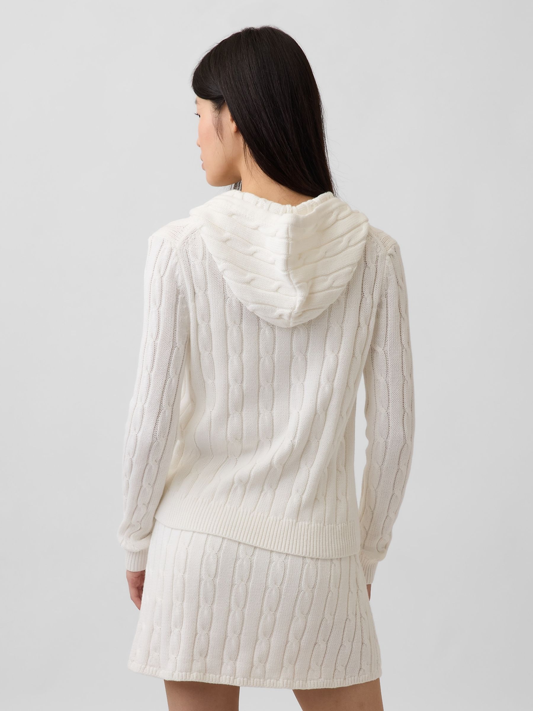 Cream Cable-Knit Zip Cardigan - Image 2 of 4
