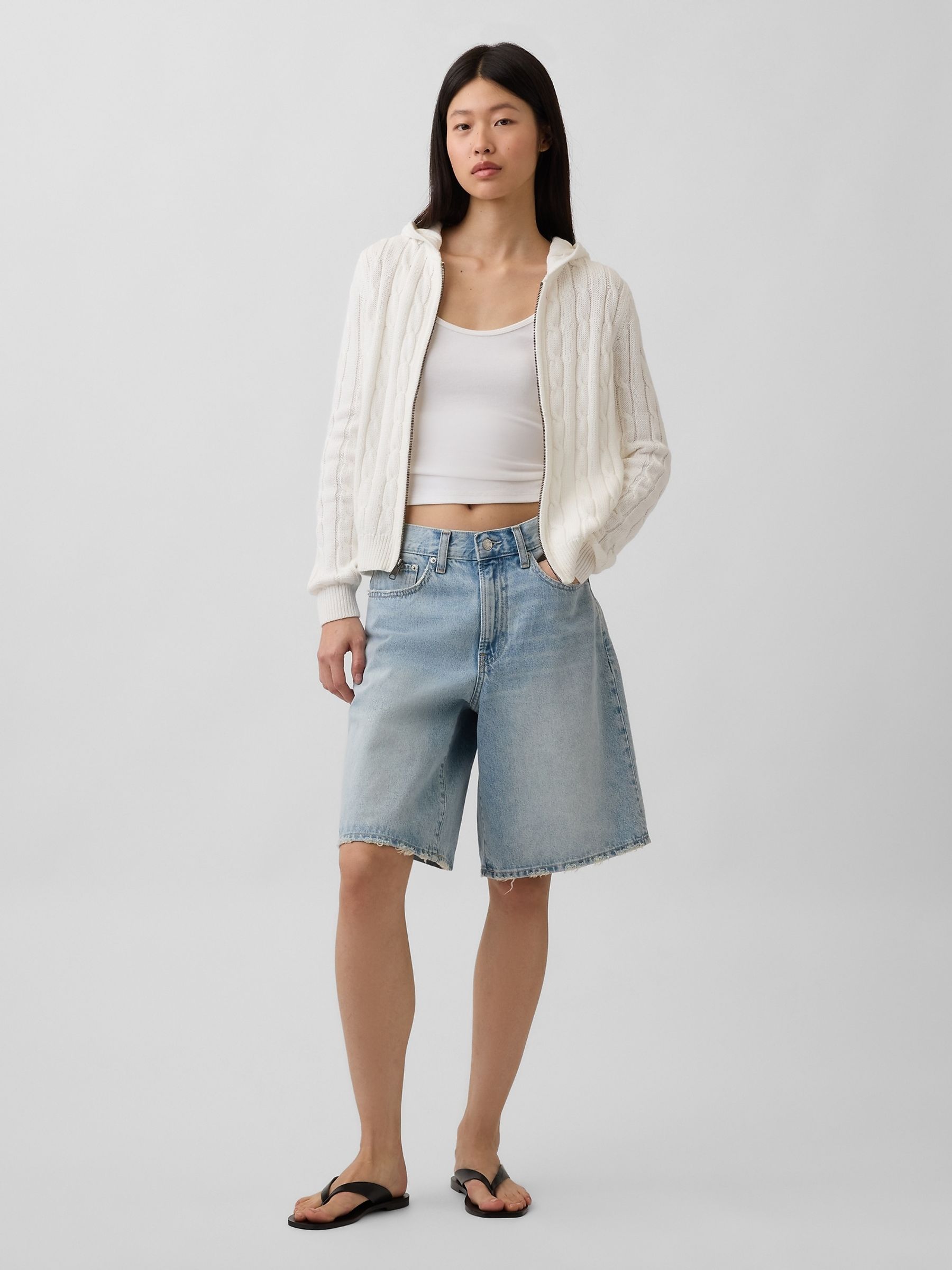 Cream Cable-Knit Zip Cardigan - Image 3 of 4