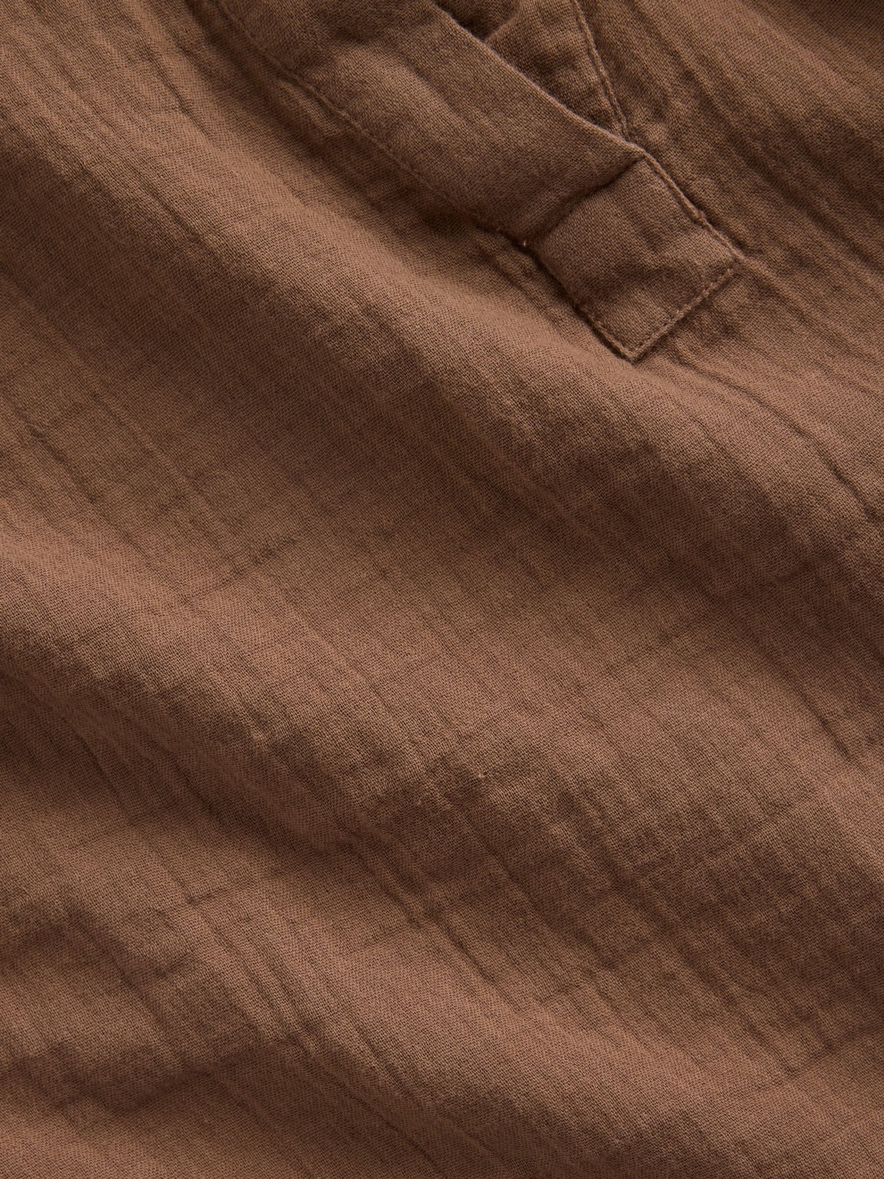 Brown Gauze Oversized Split-Neck Top - Image 2 of 2