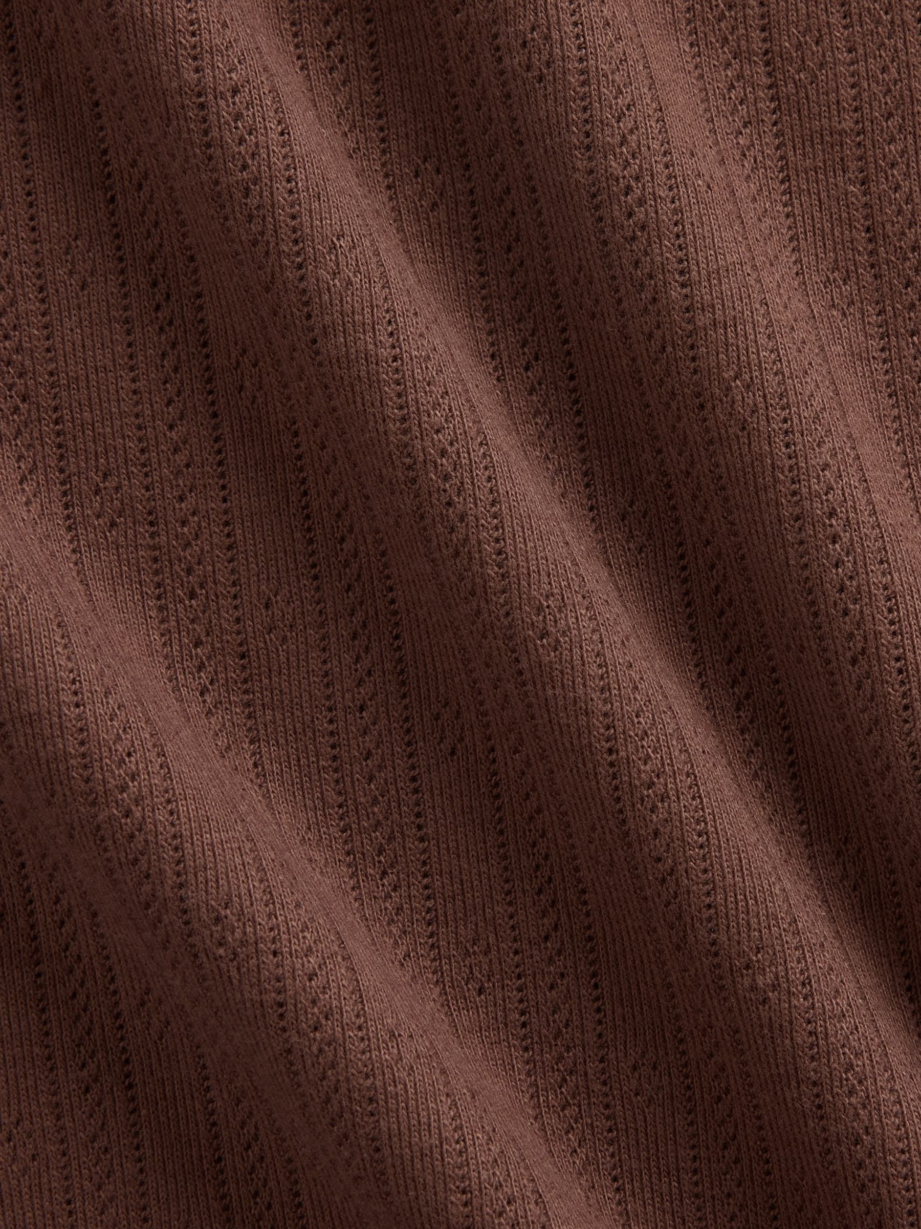 Brown Pointelle Crew Neck Short Sleeve T-Shirt - Image 4 of 4