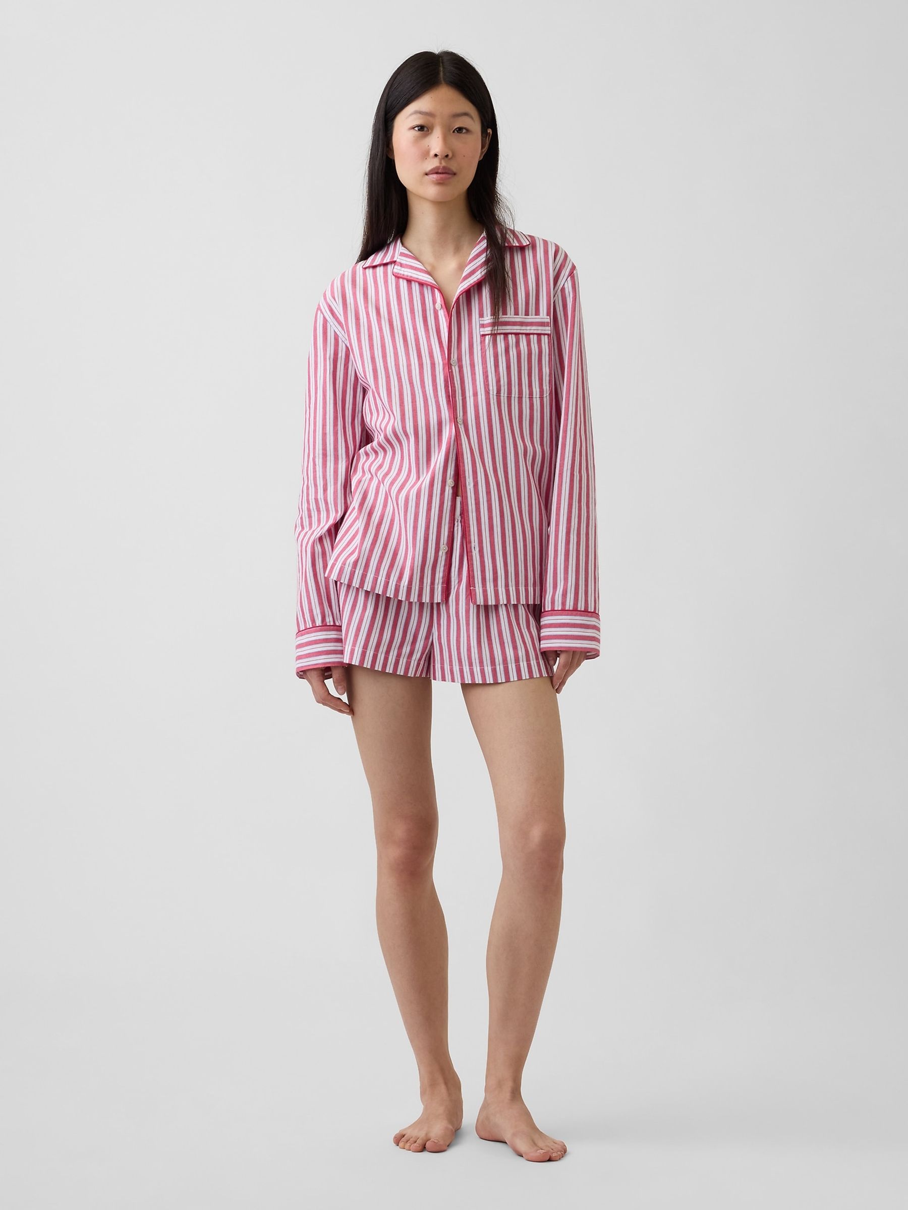Red Stripe Poplin Pyjama Boxer Shorts - Image 4 of 5